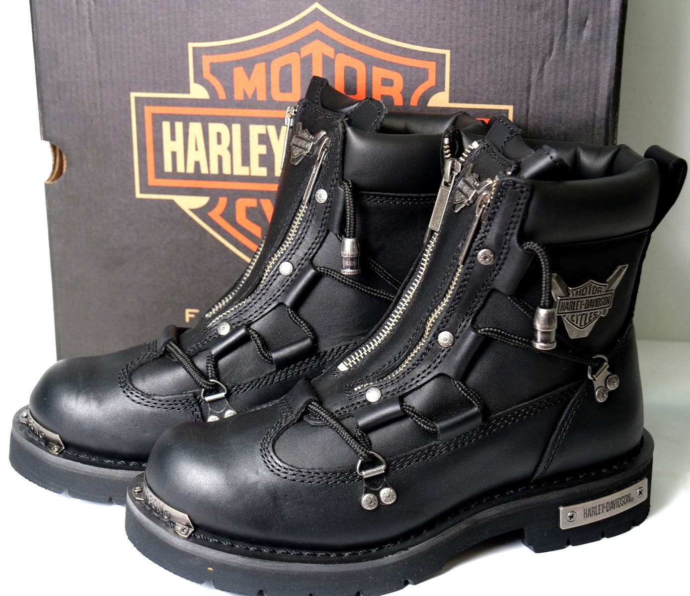 Harley-Davidson Men’s Brake Light Black Motorcycle Boots D91680 Multi Size NEW