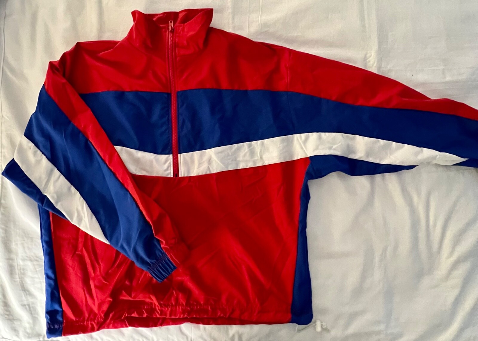 GK WARM UP PULLOVER ADULT SMALL NAVY RED WHITE MICROFIBER GYMNASTICS CHEER Sz S