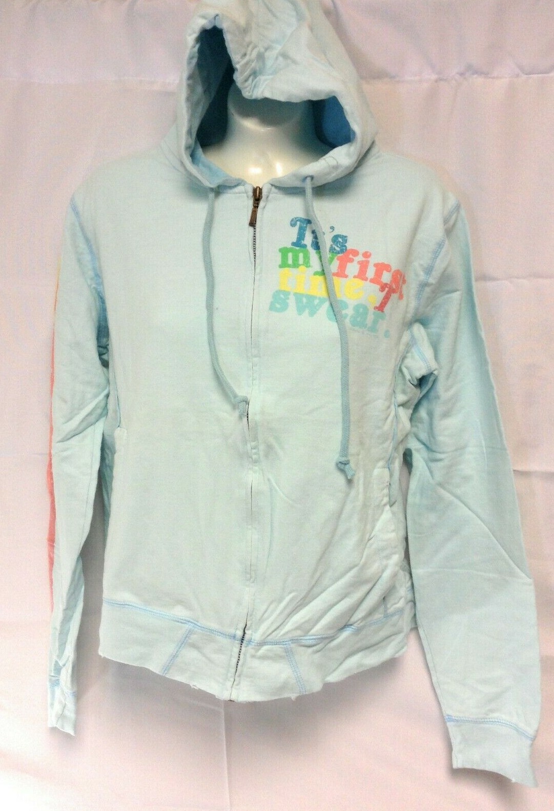 Womens Juniors David & Goliath It’s My First Time I Swear Zip Hoodie Sweatshirt