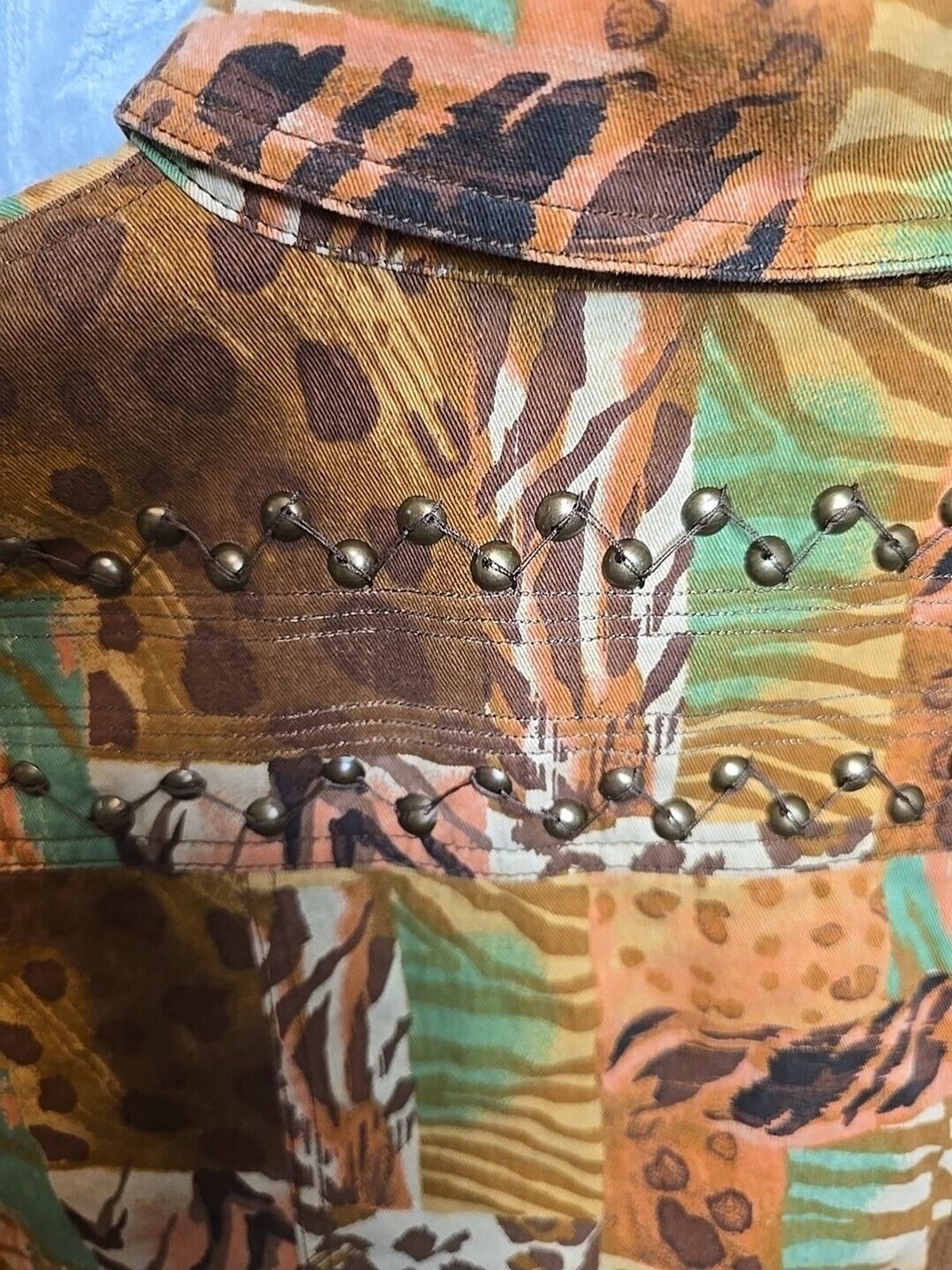 VTG Stonebridge Signature Womens Jacket Petit M Safari Animal Print Snap Front