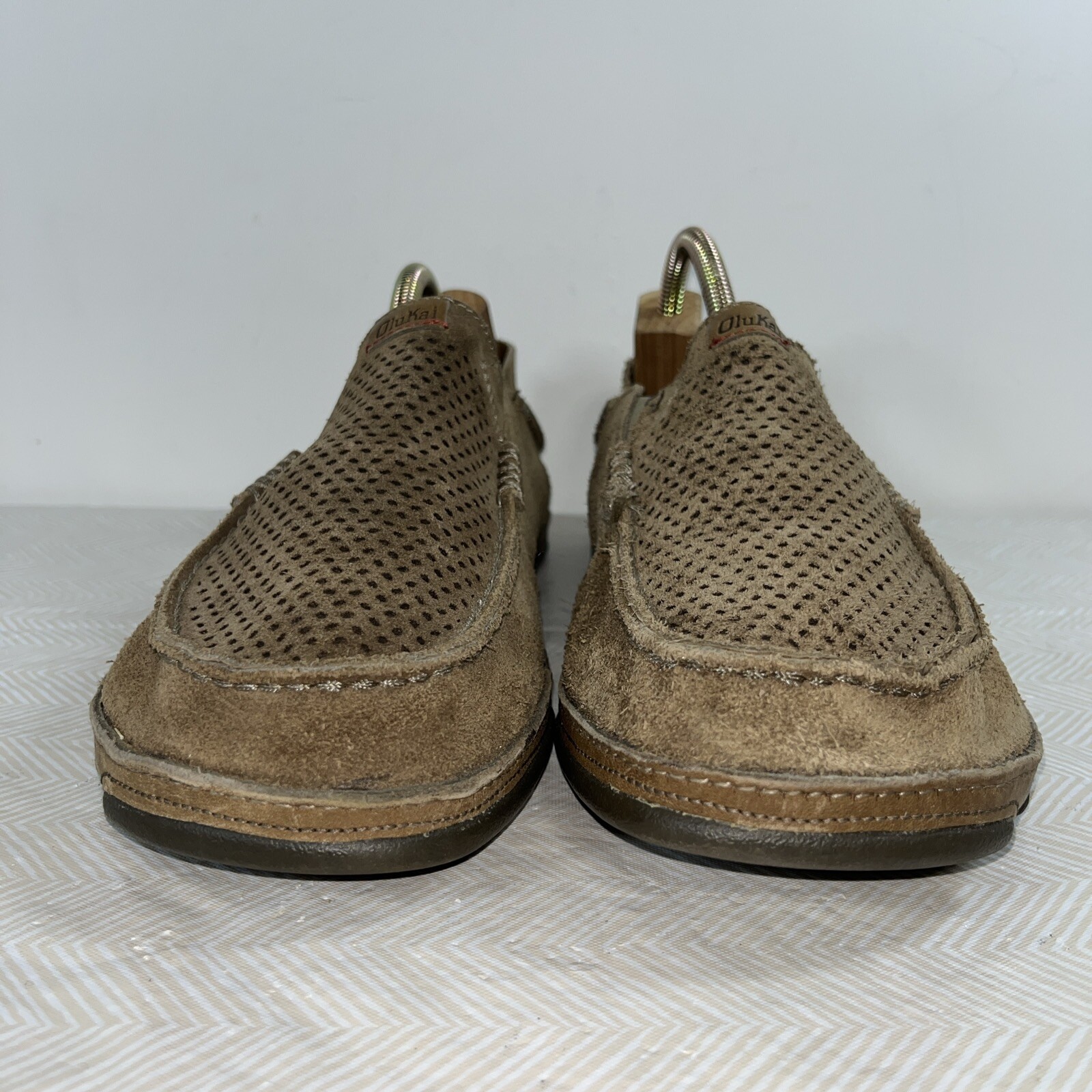 OluKai Mens Moloa Kohana Brown Tan Nubuck Leather Shoes Sz 11 Loafer 10184-1010