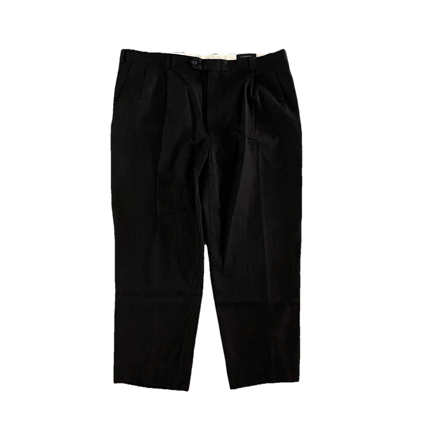 Burberry London Pants 37×25 Charcoal Wool Blend Dress Pleated Lined Trousers