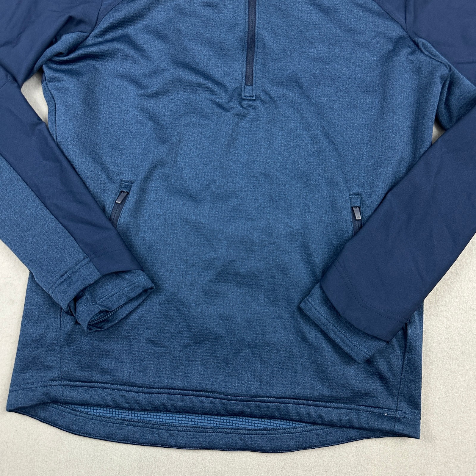 Adidas Sweater Men Small Blue Solid 1/4 Zip Golf Pullover Zip Pockets S