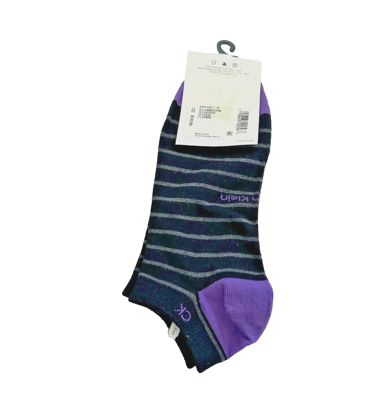 Calvin Klein Men’s Low Cut Striped Socks Black Purple Gray Size 7-12 1 Pair