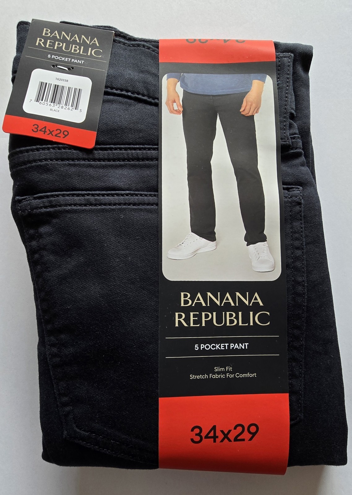 Banana Republic Men’s 5 Pocket Pant Slim Fit Black 34×29