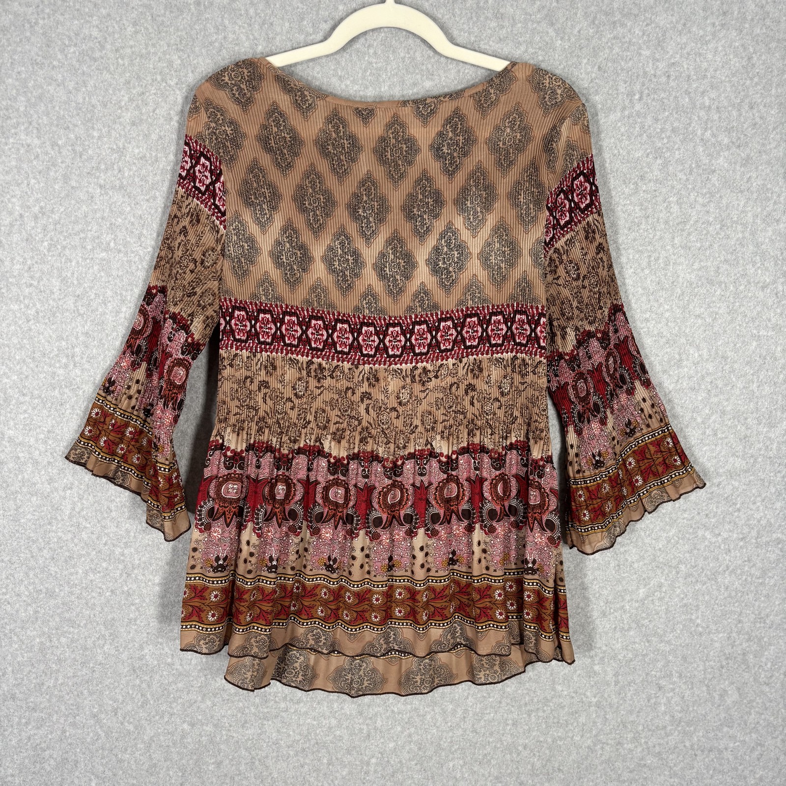 VIntage 90s Fairy Grunge Crinkle Top Large Paisley Embellished Texture Cord Boho