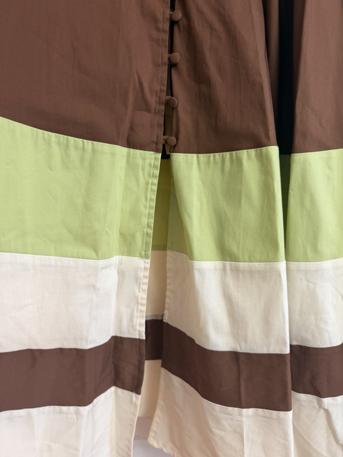 Suoli Made In Italy Colorblock Midi Skirt Button Closure Cotton Blend IT42 US 6