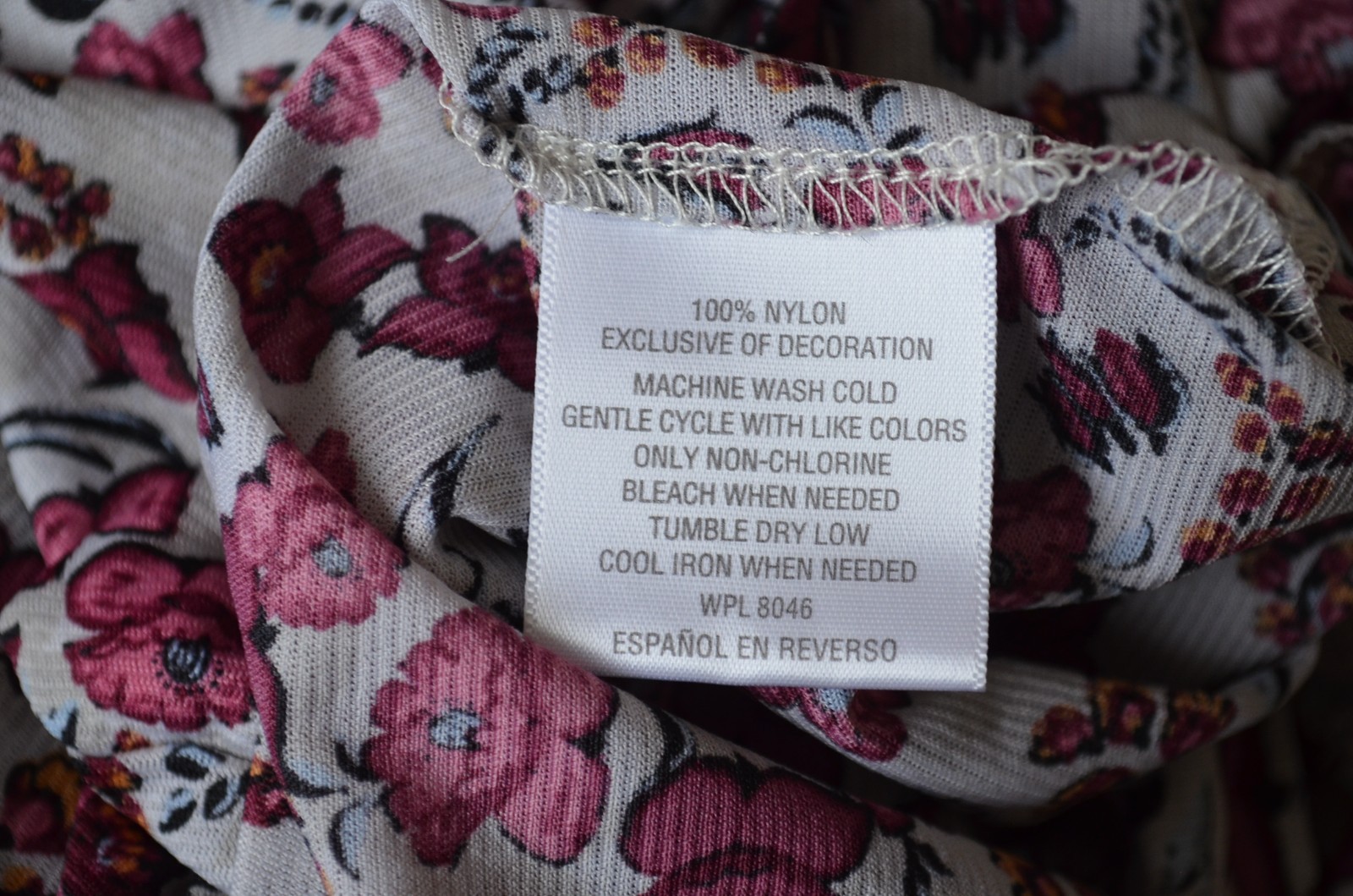 Style & Co Pink Burgundy Floral Print Peasant Top 1X Crochet Inset Bell Sleeves