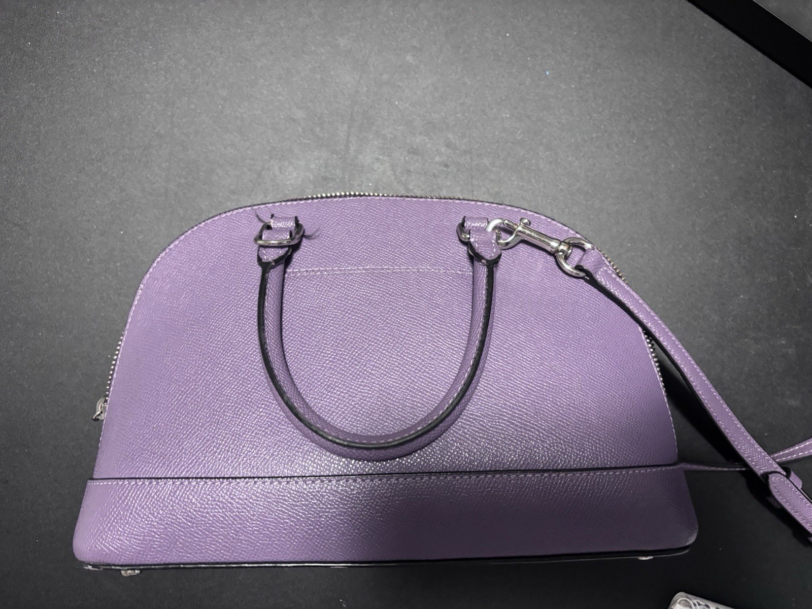 COACH Mini Sierra Satchel Crossgrain Leather Crossbody Bag Purple
