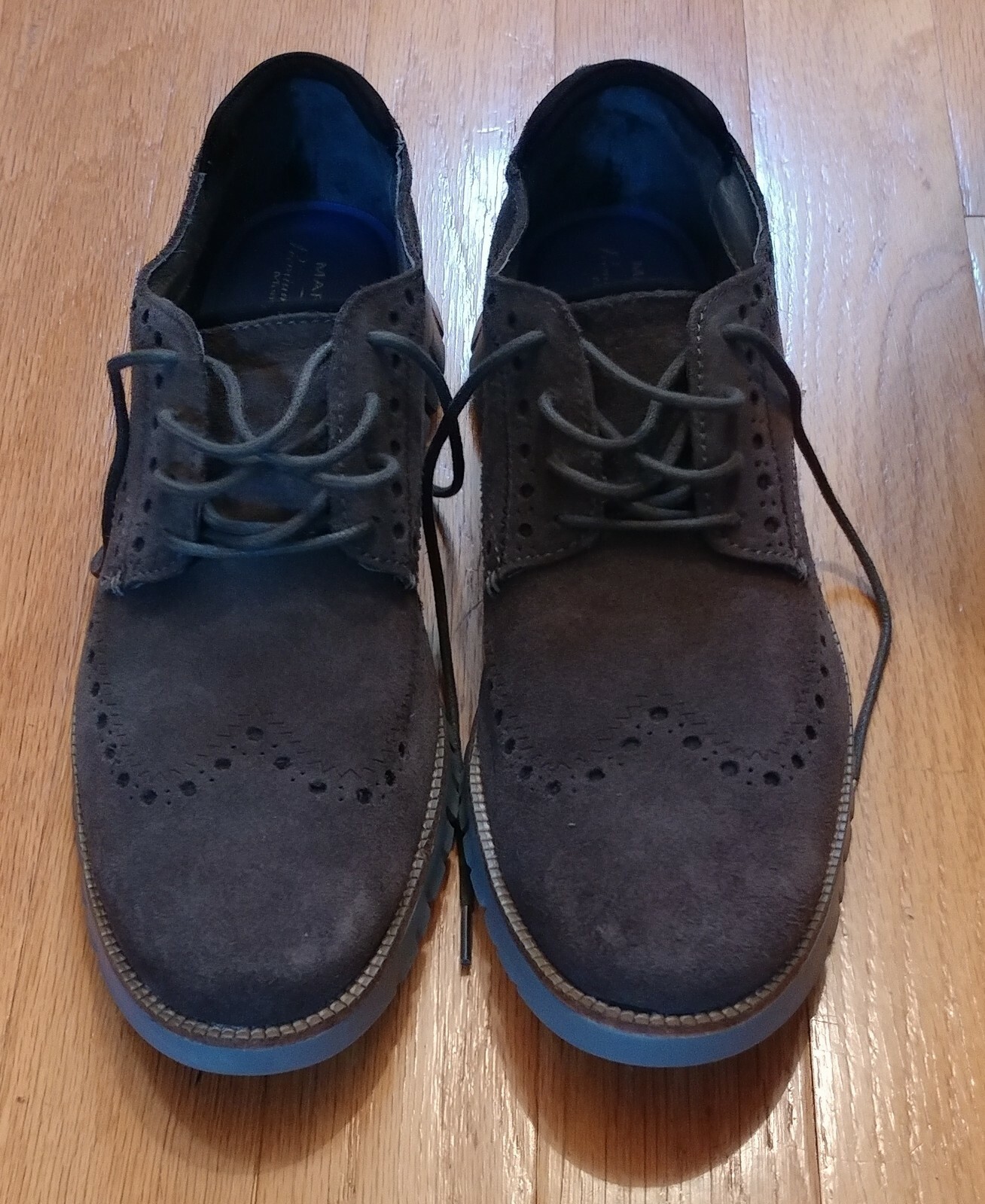 MARK NASON TREMONT MEN’S GRAY SUEDE PREMIUM RELAXED FIT WINGTIP OXFORDS SIZE 11