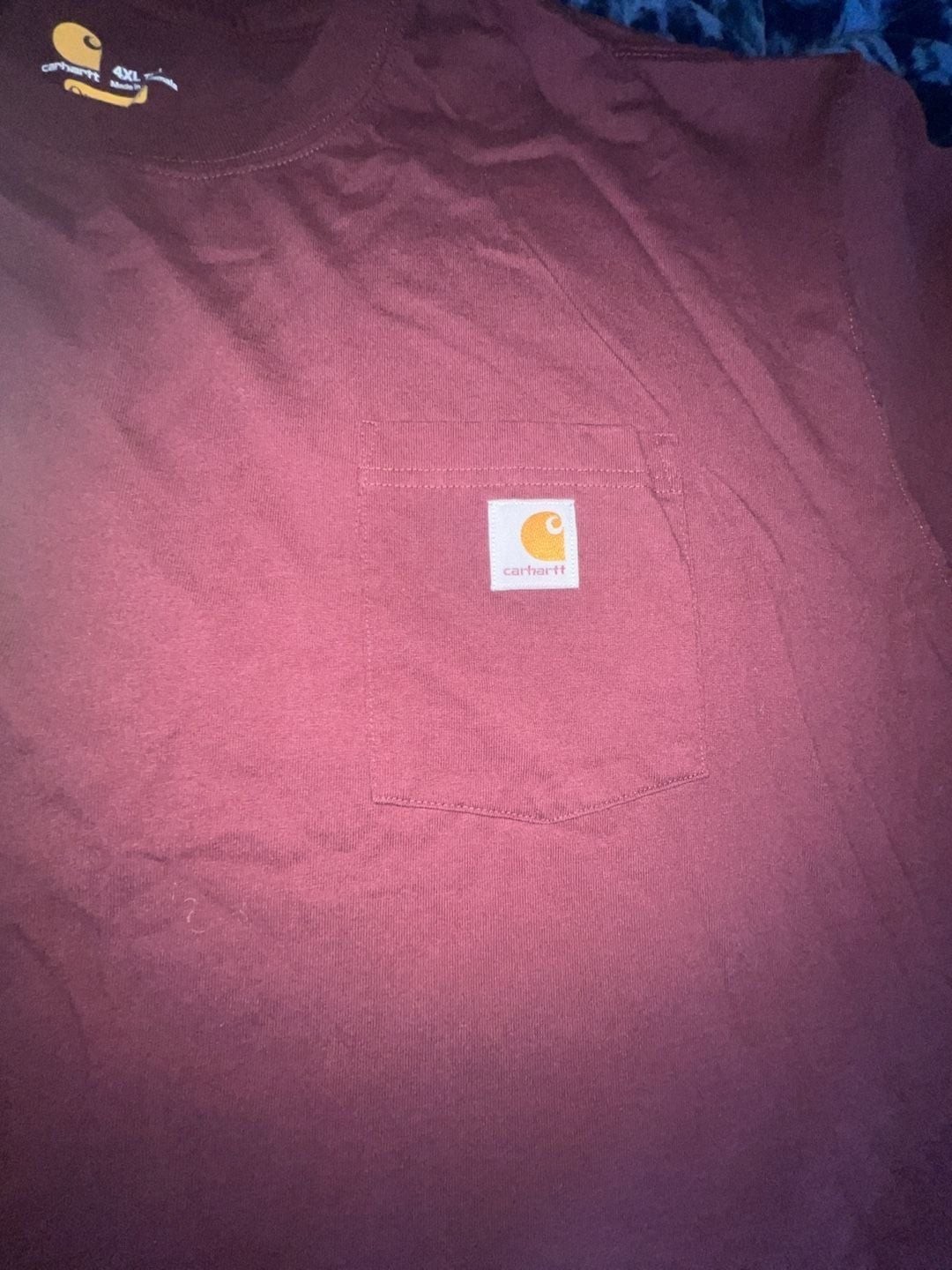 Carhartt K87 Original Fit Port Maroon Short Sleeve Pocket T-Shirt 4XL Tall