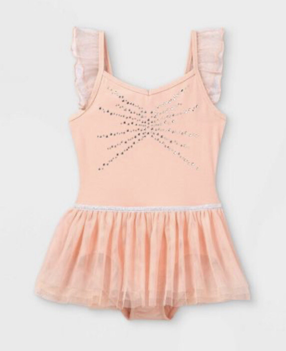 Cat & Jack Pink Cami Flutter Sleeve Leotard Girls Size S (6/6X)
