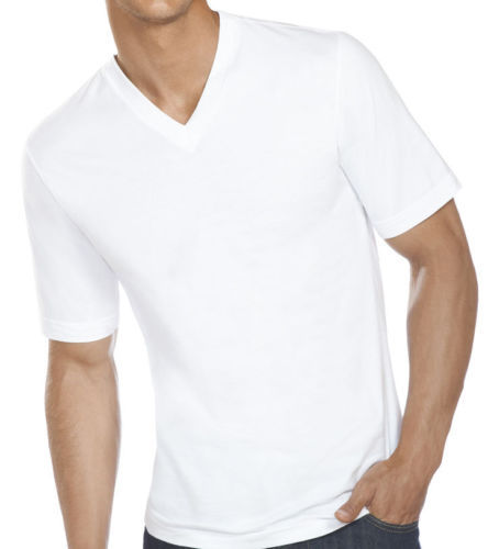 New 3 Pack Mens 100% Cotton Tagless V-Neck T-Shirts Undershirts Tee Shirts White