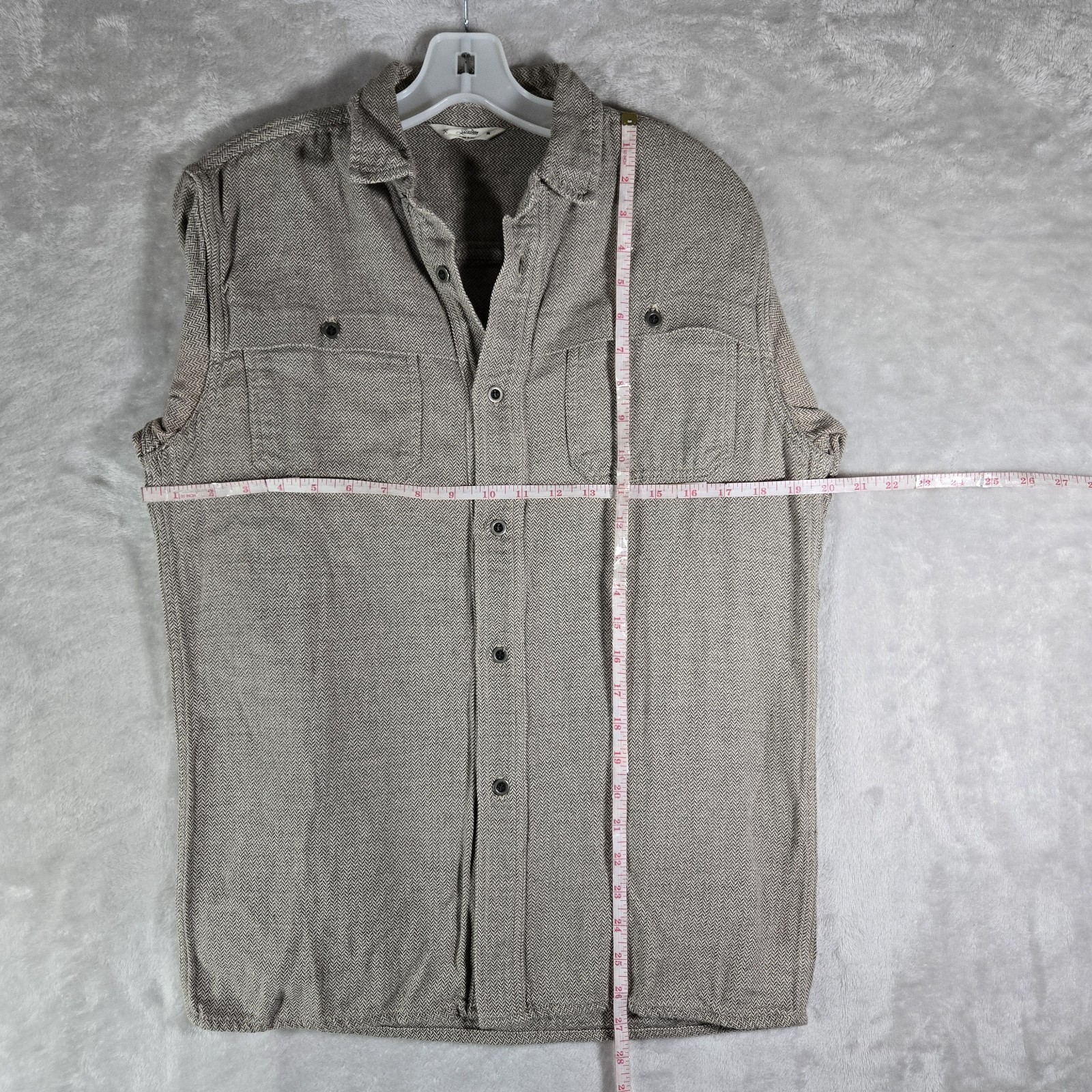 3sixteen Cotton Flannel Mens Size Medium Button Up Herringbone Pattern Read Des!