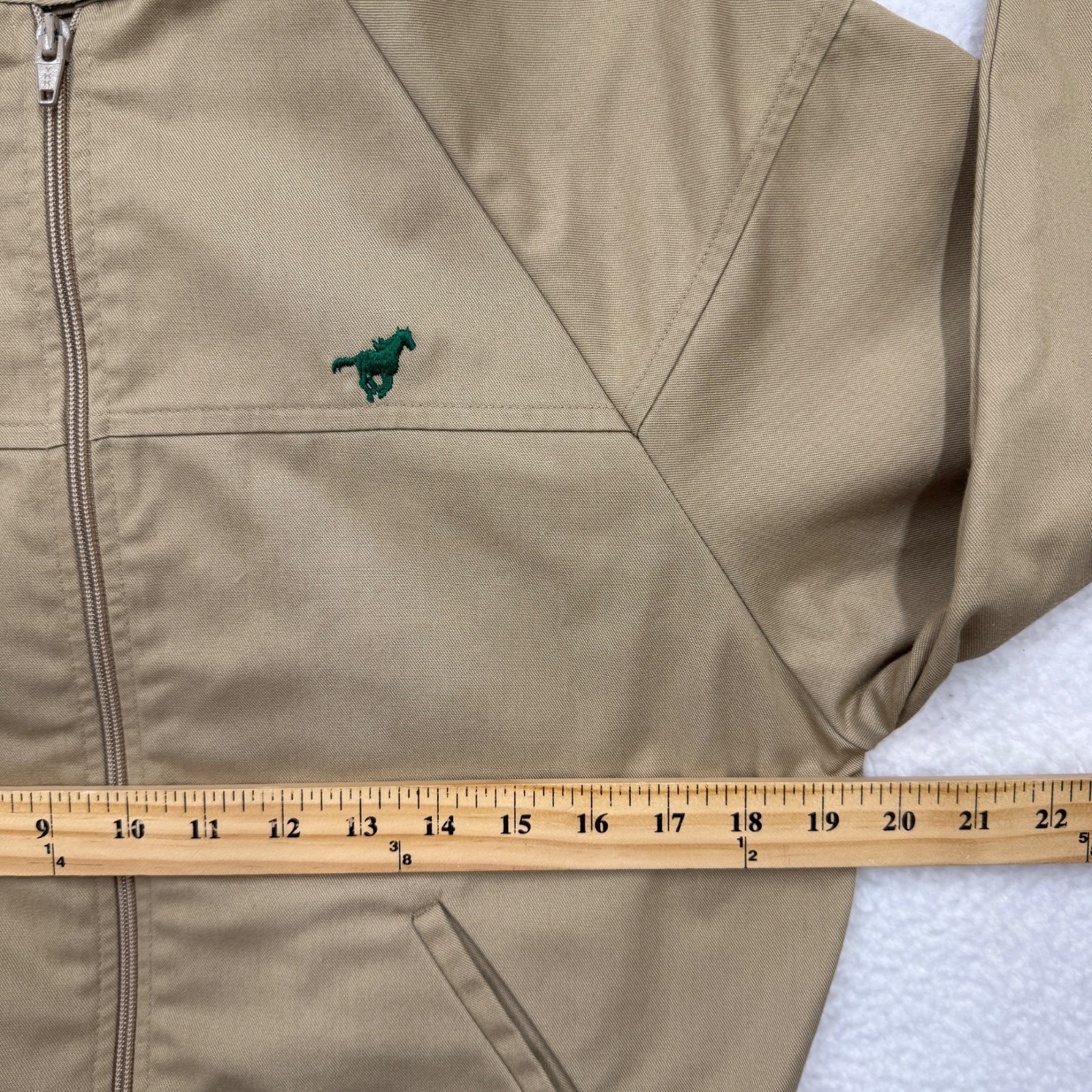 VTG Wrangler Canvas Jacket Zip Up Jacket Logo Normcore Retro Preppy Tan Womens M