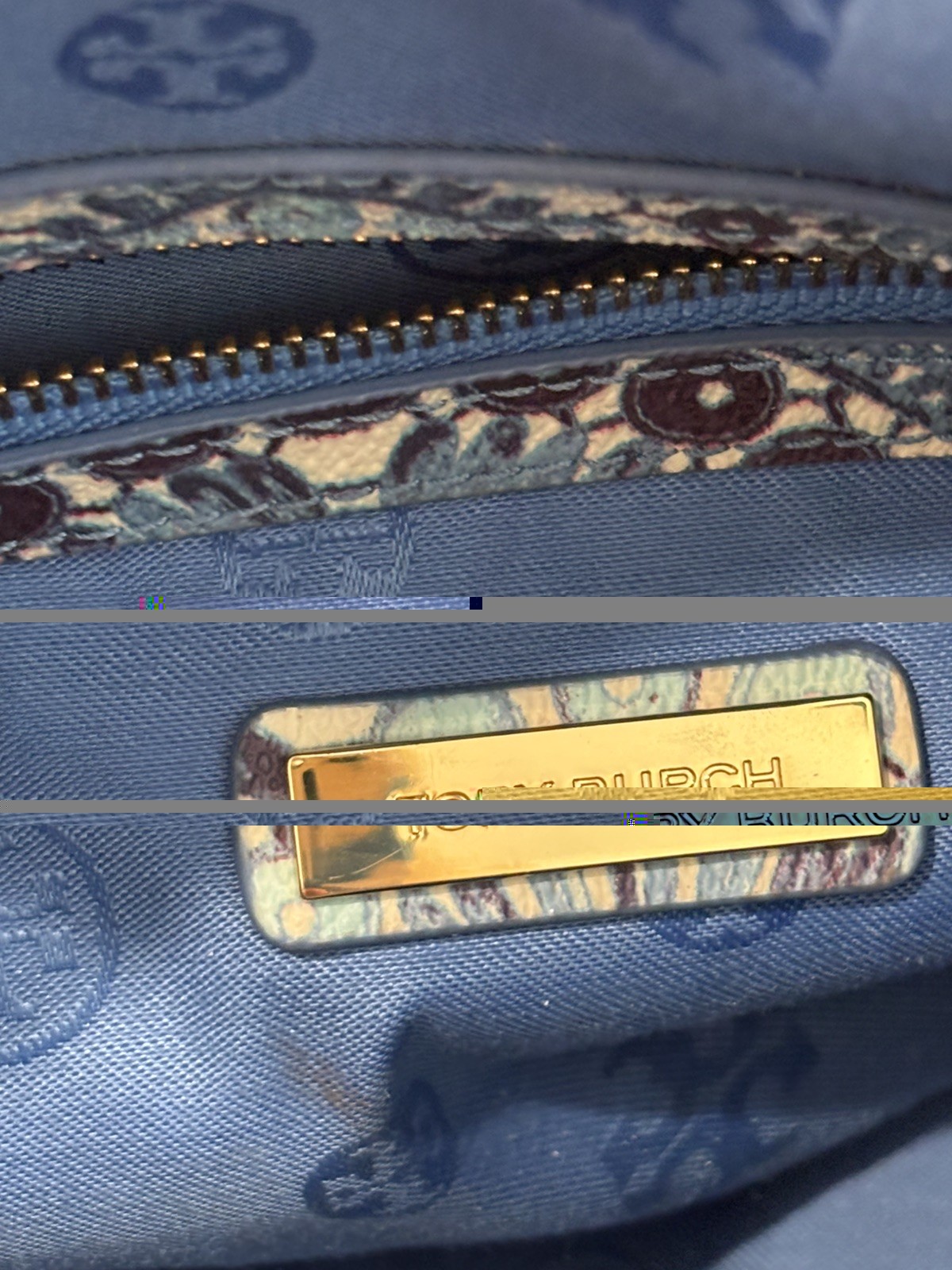 Tory Burch Robinson Printed Triangle Tote Blue