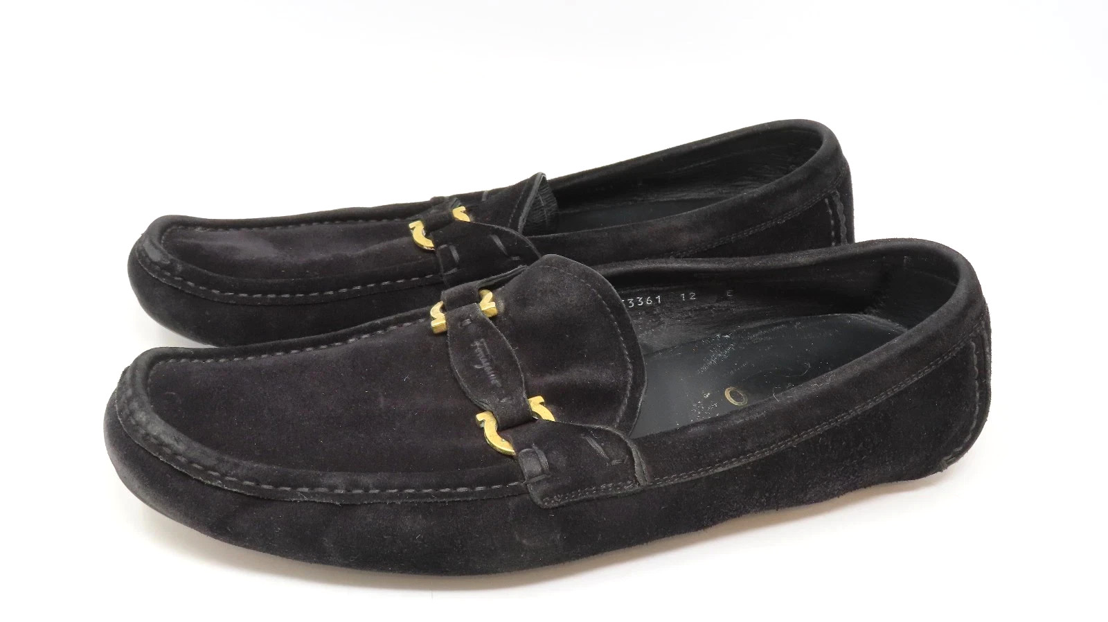 Salvatore Ferragamo Men’s shoes 12 slip on Black Suede Parigi loafers Size 12