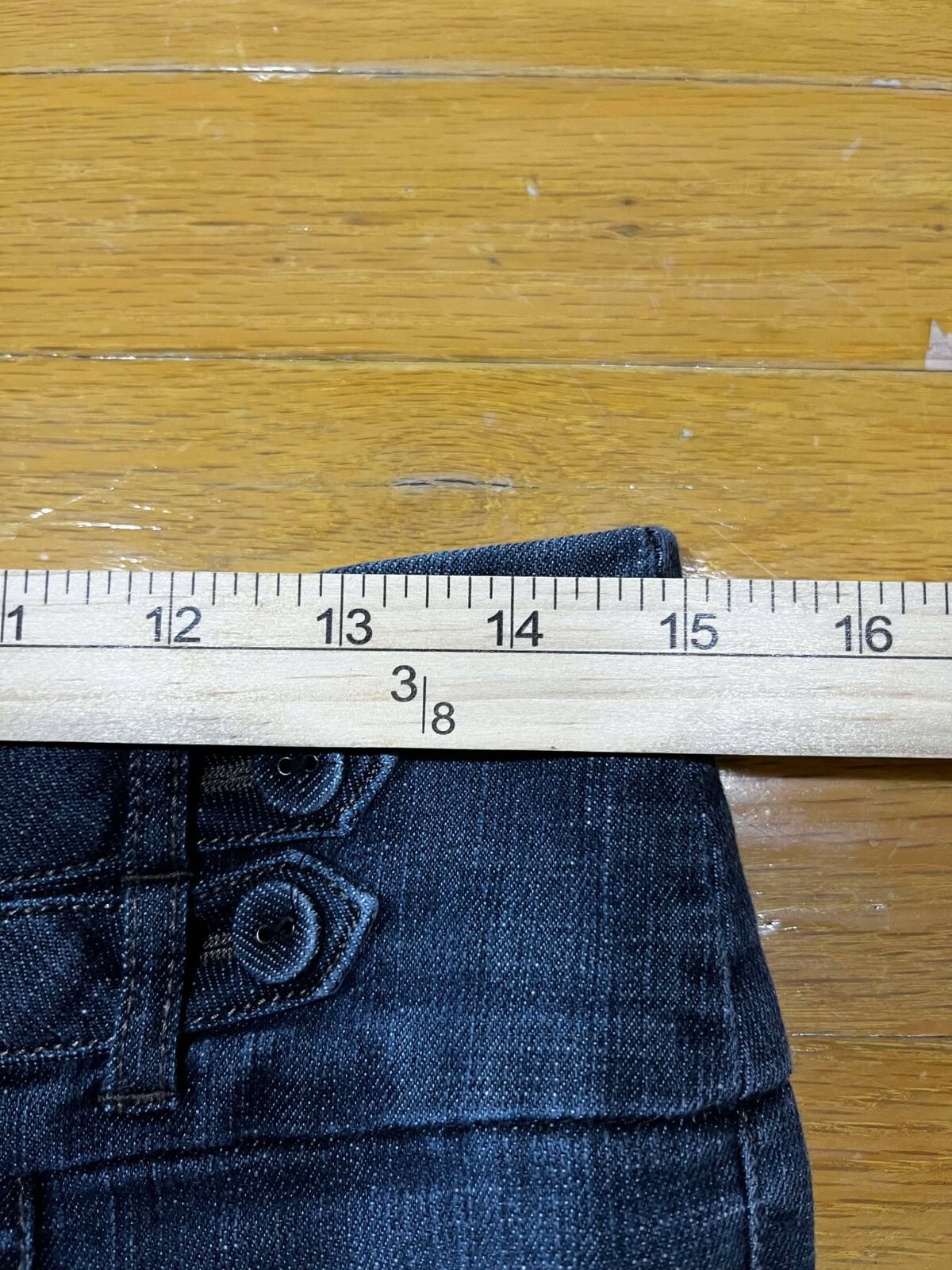 One 5 One Womens Capri Jeans 4 Blue Button Strap Boho Stretch