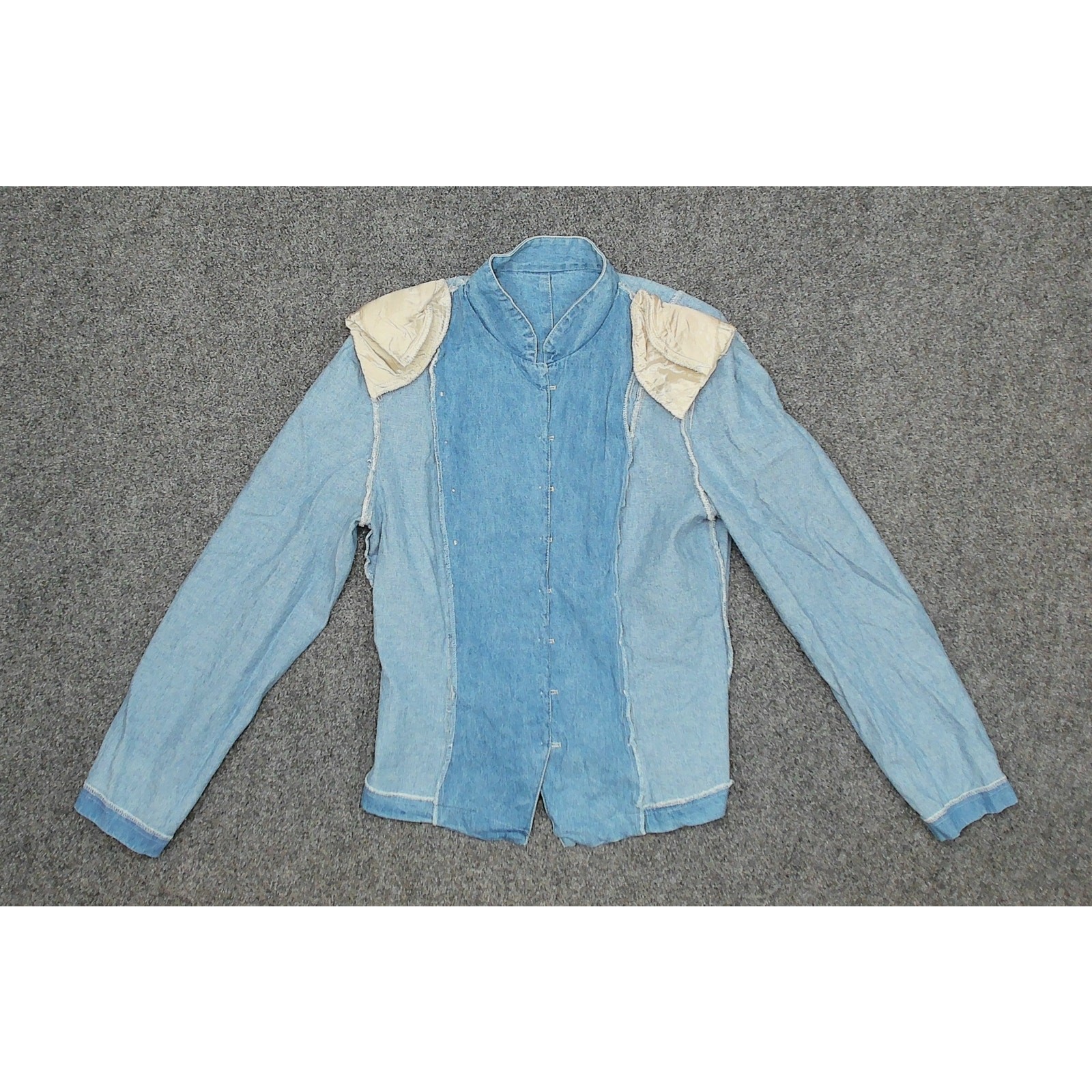 Vintage 80s Granite Denim Drummer Boy Band Jacket Western Concho Buttons Size S
