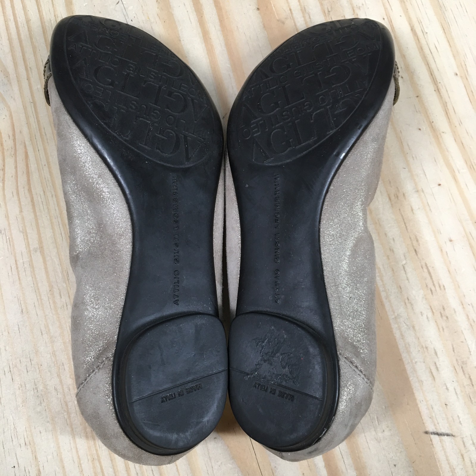 AGL Attilio Giusti Leombruni Womens 36.5 Taupe Suede Ballet Flats Snake Skin
