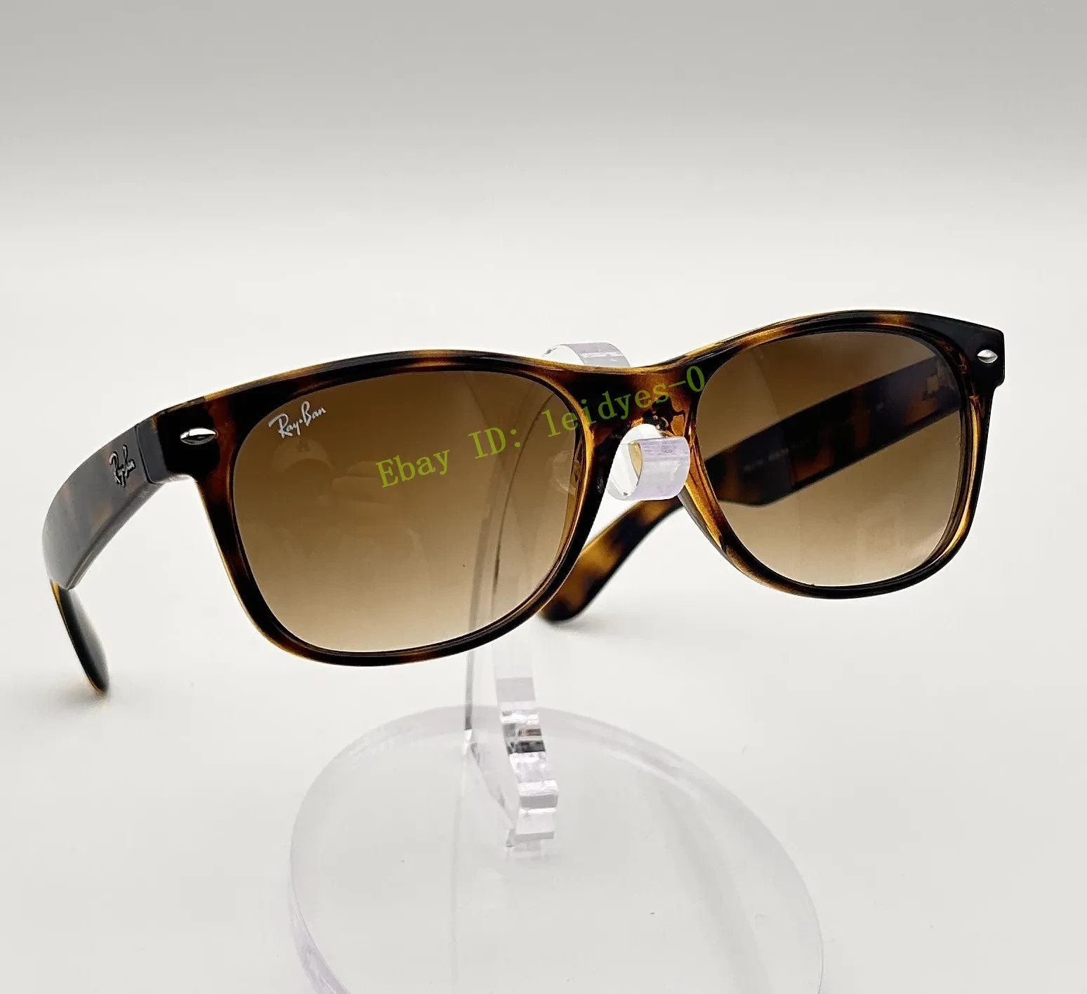 Ray-Ban RB2132 New Wayfarer Sunglasses Light Brown Gradient Lens Havana Frame 55