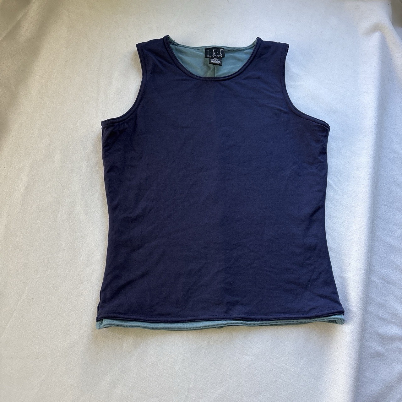 I.N.C. Navy Blue Solid Scoop Neck Jersey Tank Top Sleeveless Petite P