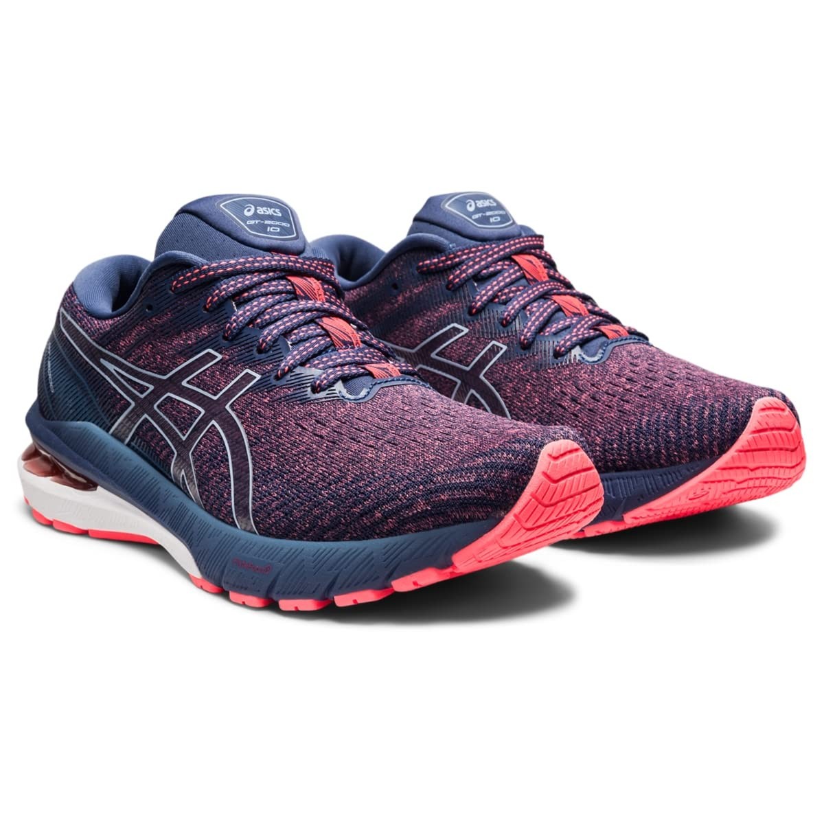ASICS Women’s GT-2000 10 Running Shoes, Blazing Coral/Thunder Blue Size 9 M