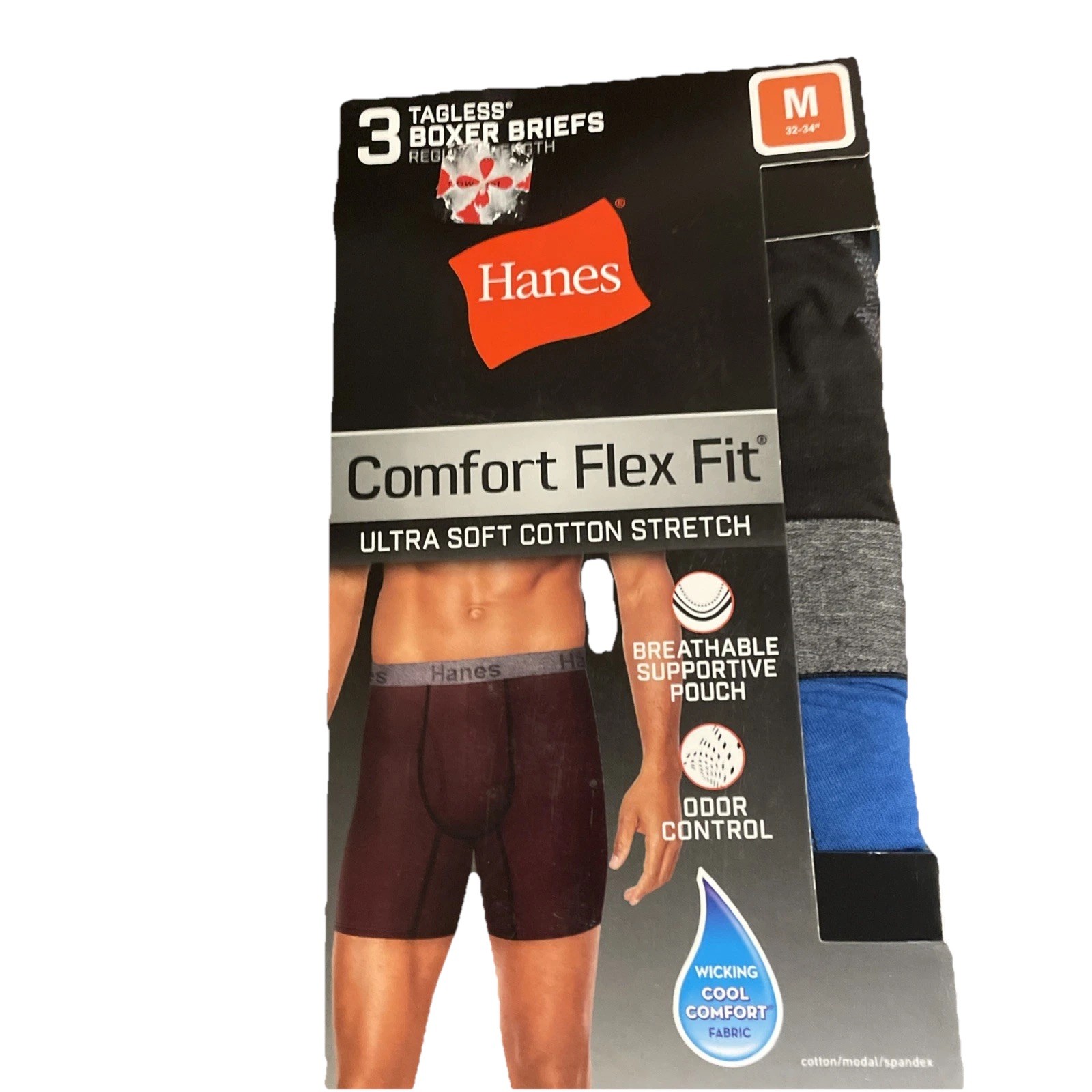 Hanes CFFBC3 Men’s Underwear – Multicolored Medium comfort flex fit three pack