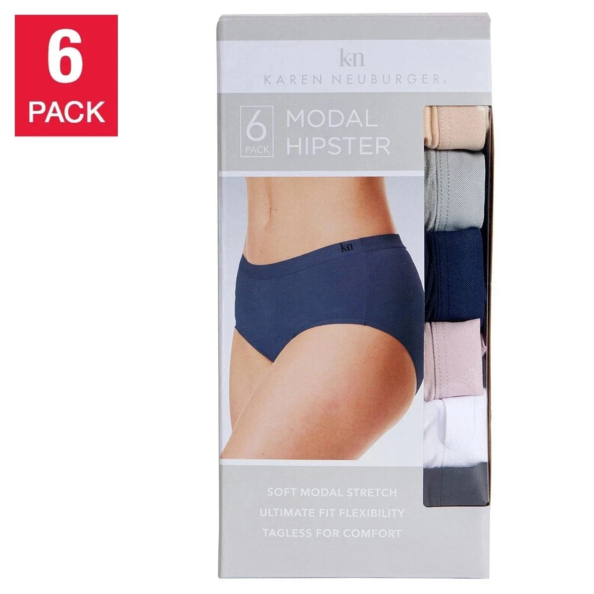 Karen Neuburger Women’s 6-Pack Modal Hipster, Multicolor, Size M