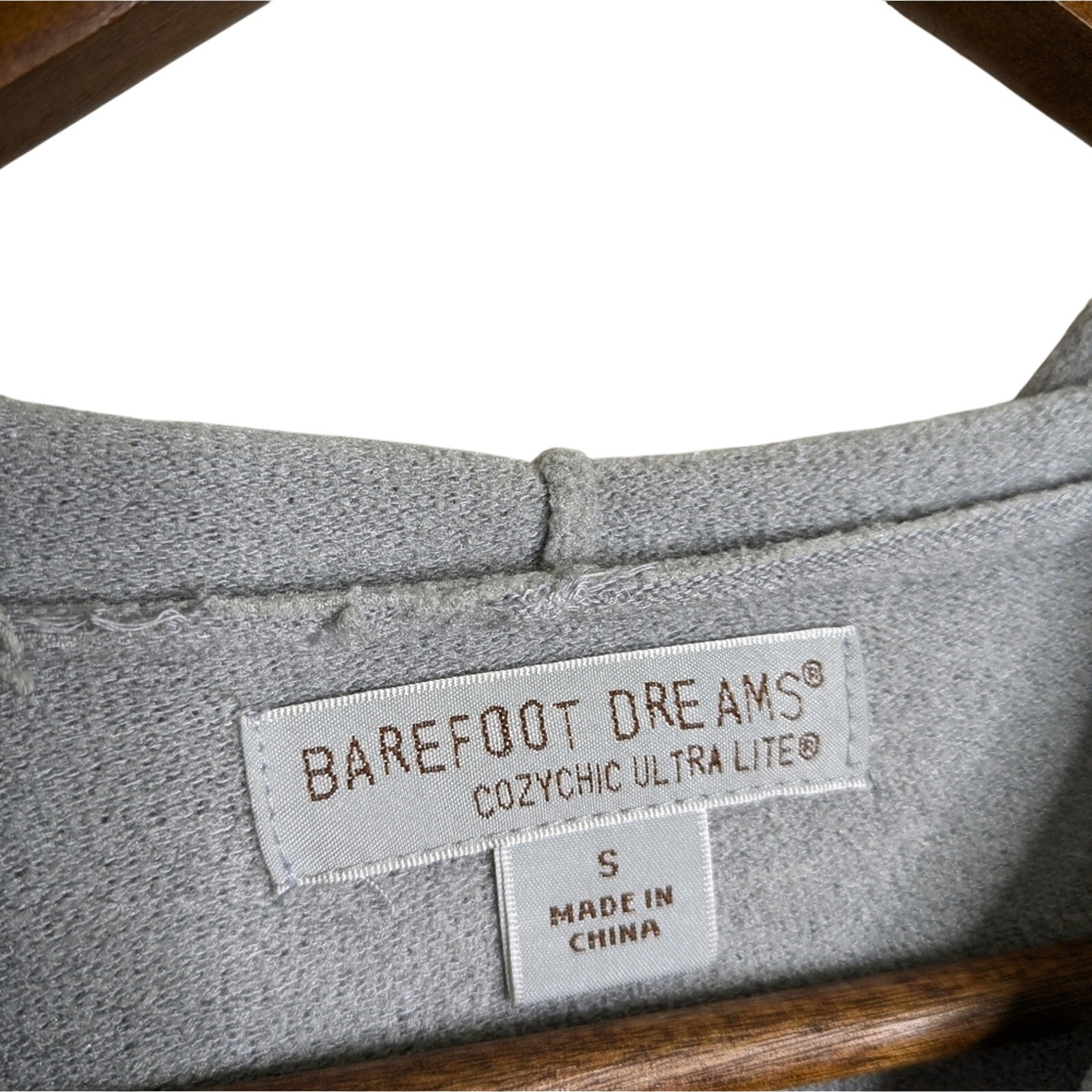 Barefoot Dreams CozyChic Ultra Lite Ribbed Cuff Hoodie Sweater Small Gray