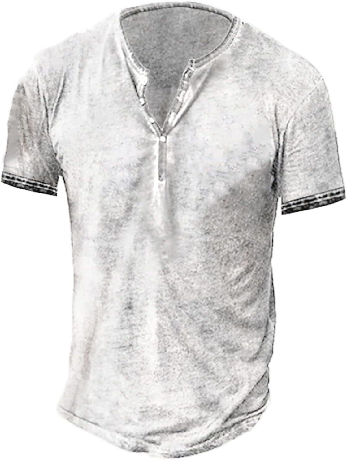 Mens Summer Henley Casual Tee Tops Short Sleeve V Neck Holiday Pullover T Shirt