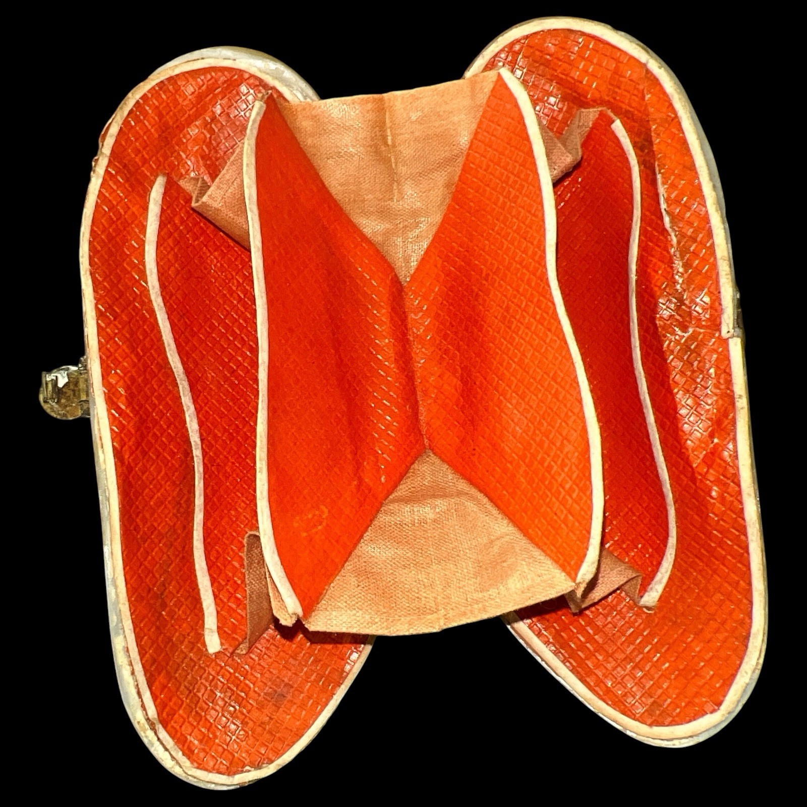 Antique Giant Clam Shell Purse Brass Frame Edwardian Victorian Vanity Handbag
