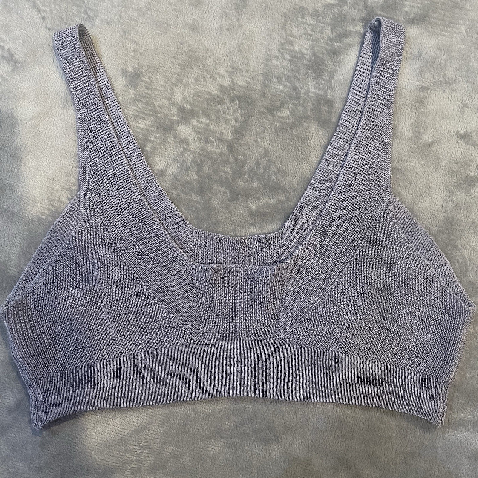 Free People Intimately Everyday Lou Scoop Bralette Lavender Purple Ribbed S/M