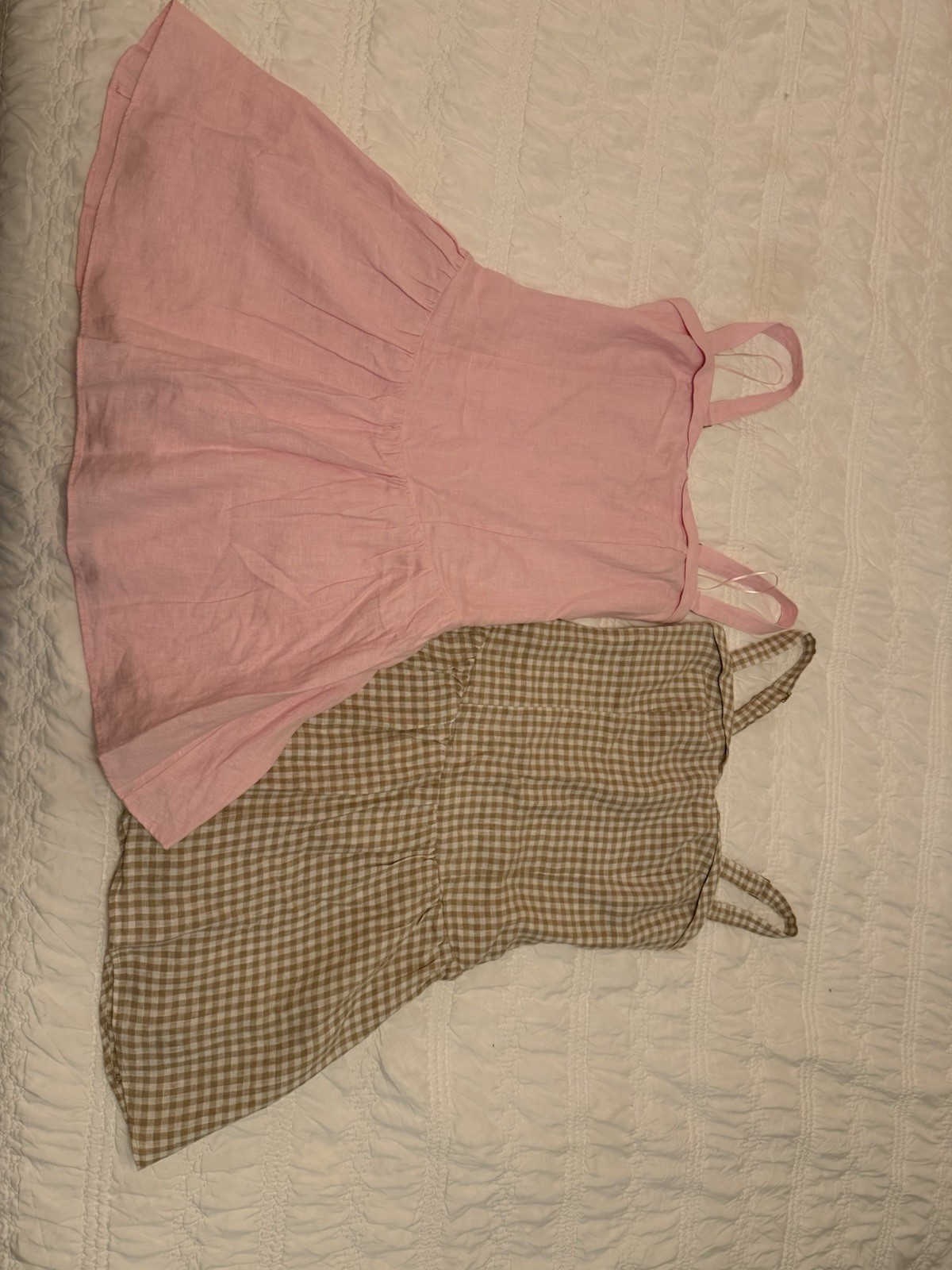Abercrombie & Fitch Linen Gingham Romper Large Tall Set 2 Pink Brown Skort NEW