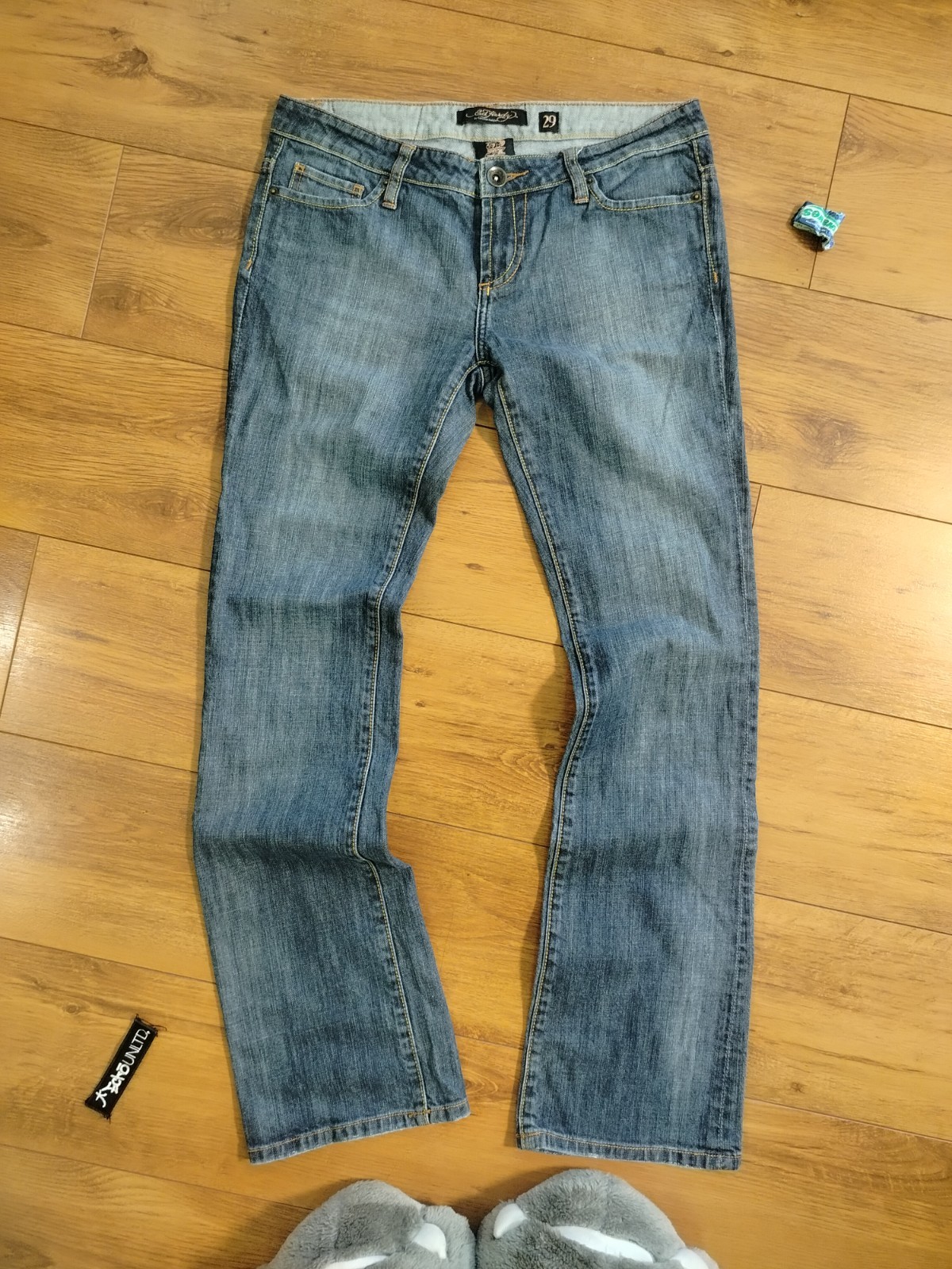 Ed Hardy Men’s Blue Denim Jeans Size 29 Embroidered Back Pockets Y2K