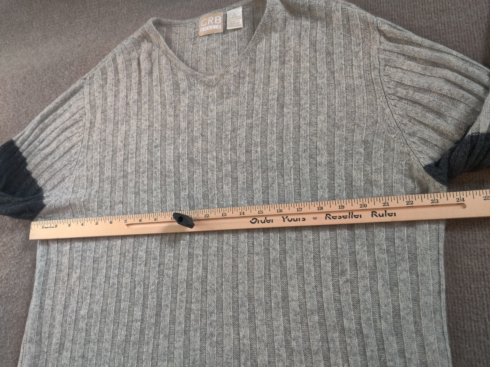 CRB Khakis Mens Medium Lambswool Acrylic Blend Pullover Sweater Gray V Neck