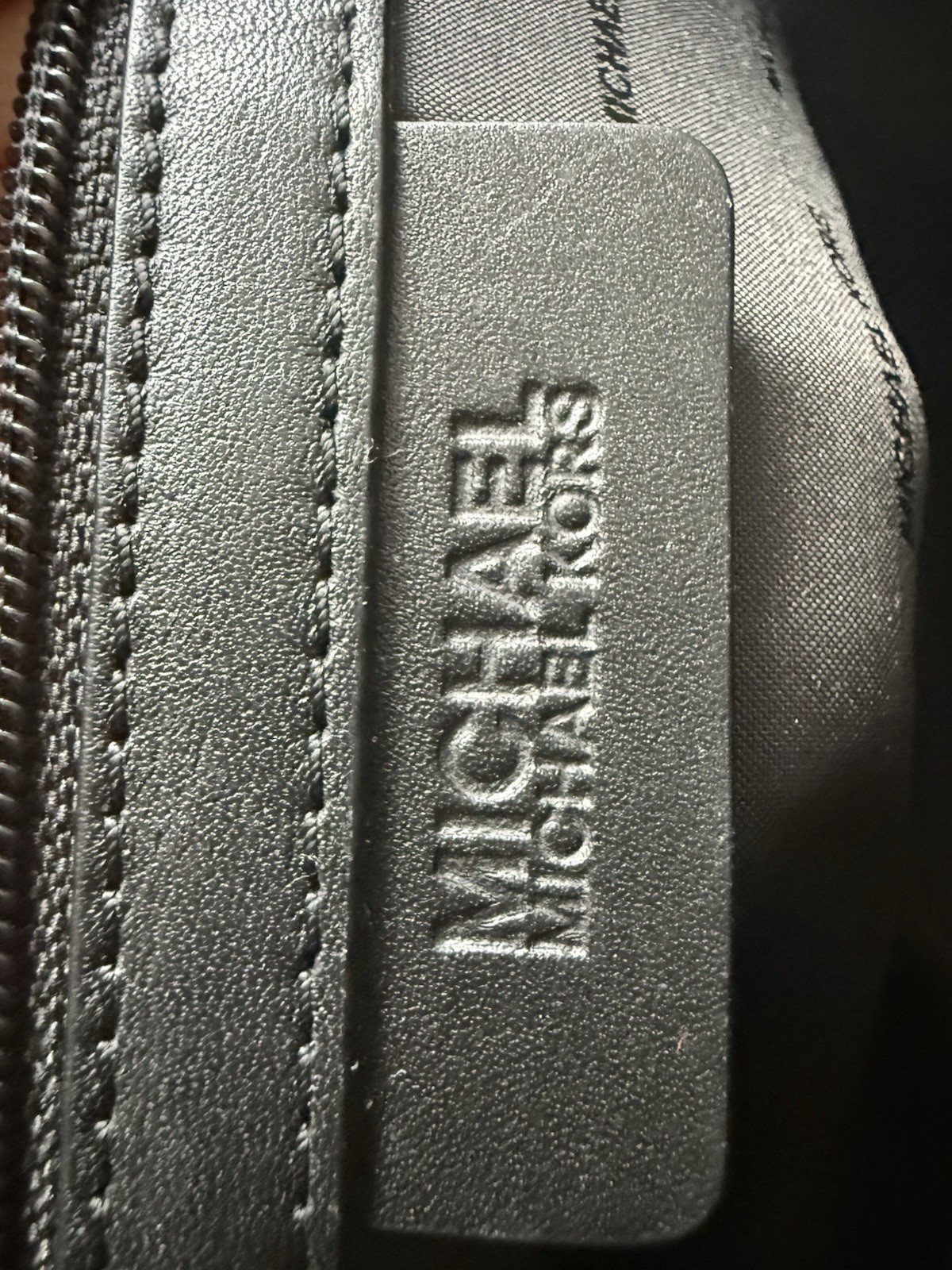 Michael Kors Selma Large Black Leather Grommet Studded Satchel Handbag Silver