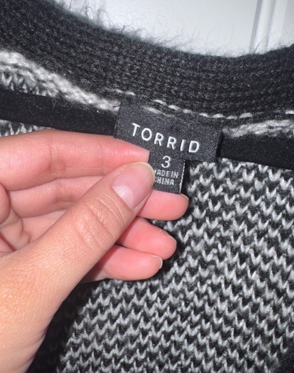 Torrid Checkered Button Front Fuzzy Cardigan Sweater Size 3X Black White Preppy