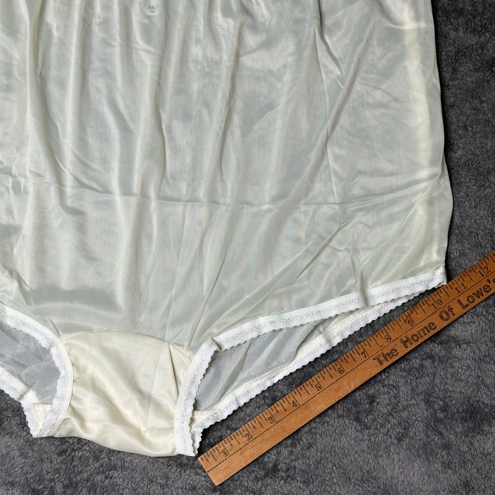 3 PAIR Bali Vintage Full Cut Silky Nylon Panties Ivory Briefs 23467 Size 14 NEW