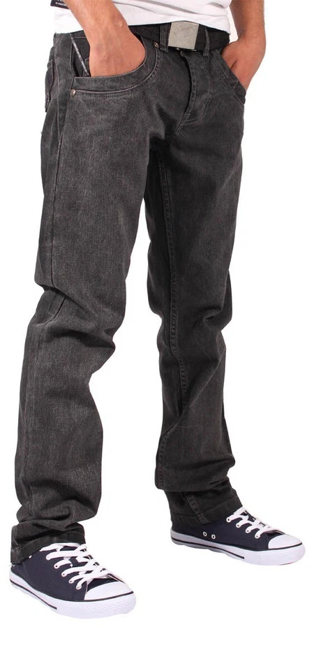 G-72 Men’s Black Denim Jeans Straight Fit W30–W42 with FREE Belt Casual Jeans