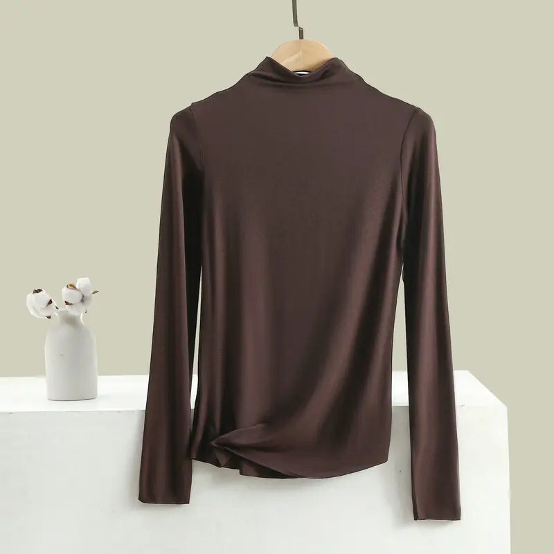 Hot Sale Womens Fashion hot tops High Neck T Shirt Undershirt Long Sleeve