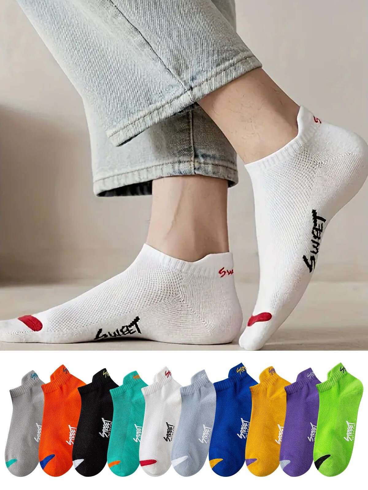 10 Pairs Socks | Ultra-Thin Low Cut Invisible Socks | Breathable for Casual Wear