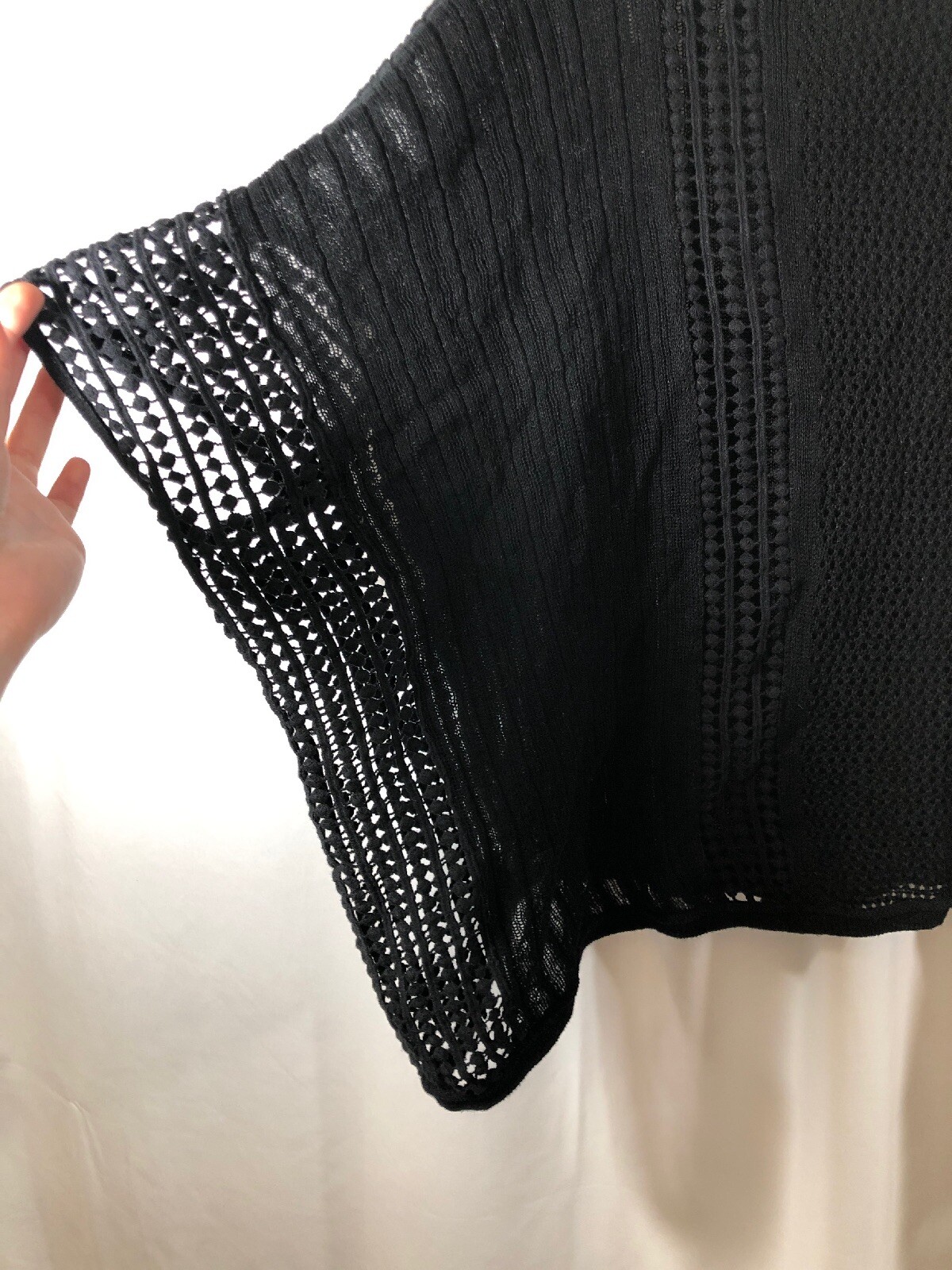 EUC $108 Free People Echo Stitch Cold Shoulder Sweater Black [ Small ] #1902