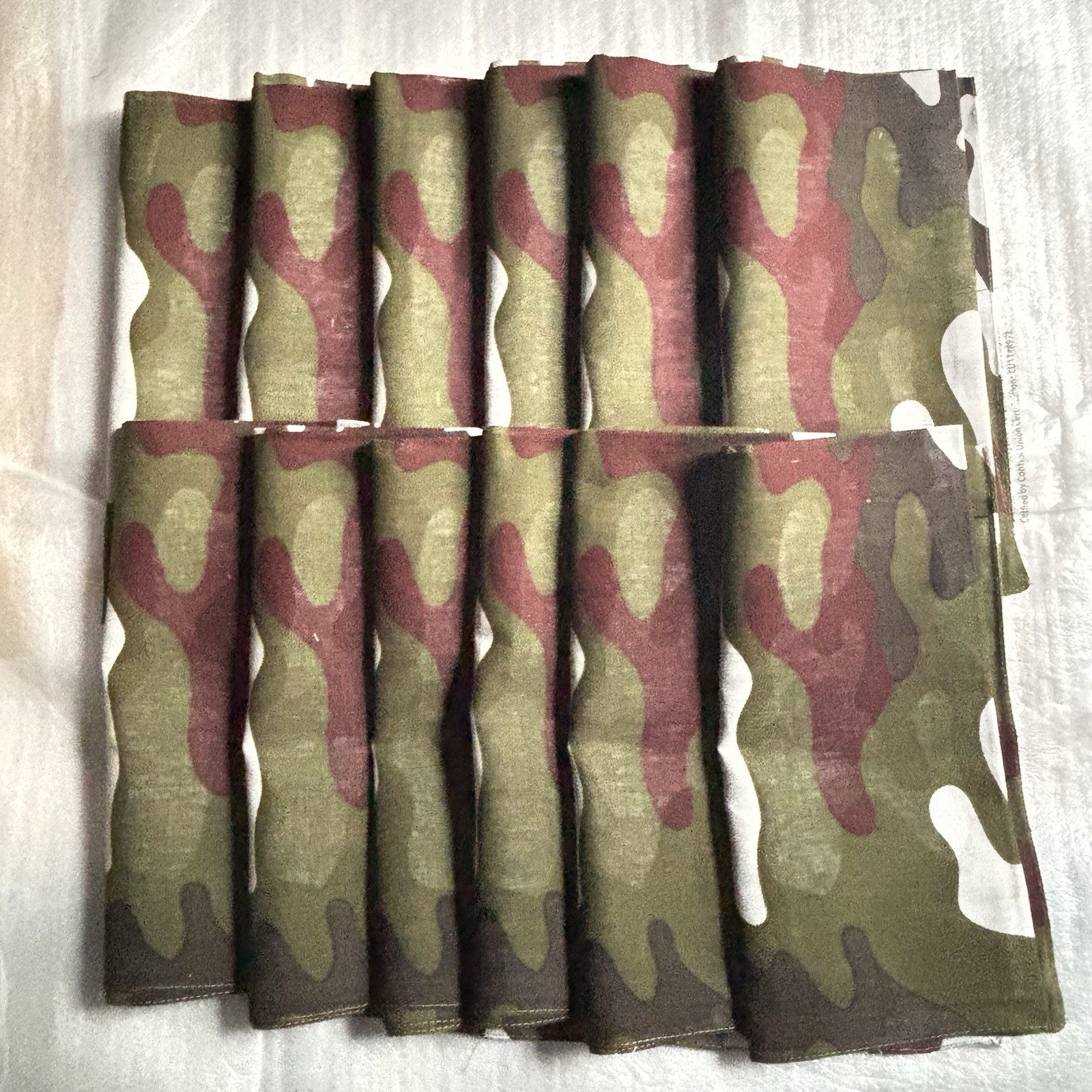 Lot of 12 Camouflage bandanas 100% Cotton