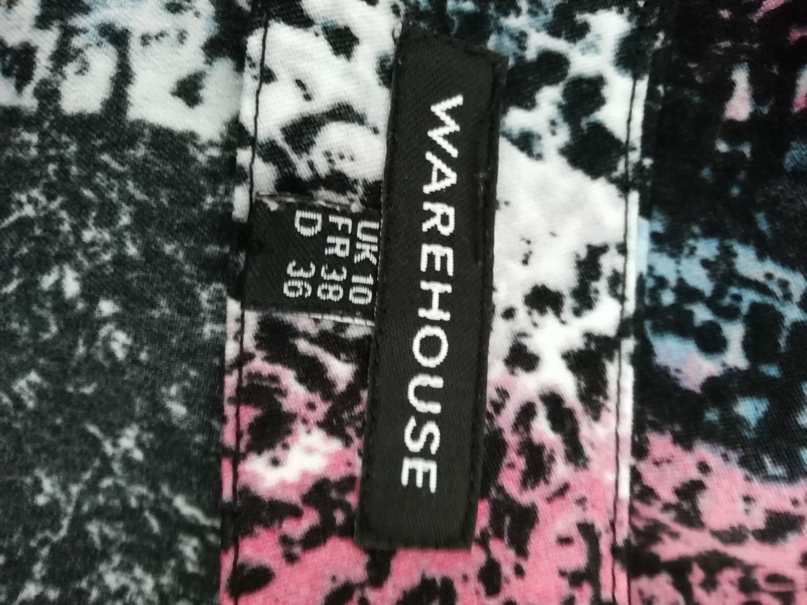 Warehouse Size 10 Black Pink Blue White Silky Feel Shift Dress Back Zip Ladies