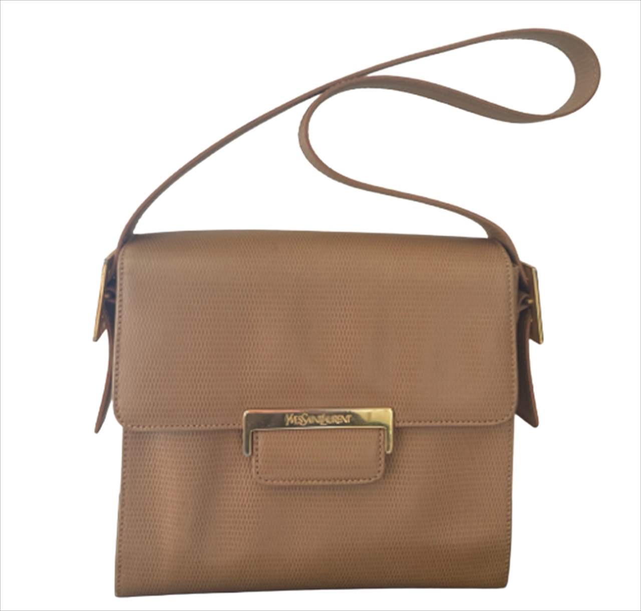 Yves Saint Laurent Vintage Shoulder Bag Beige Size: W:8.3 × H:7.9 in.