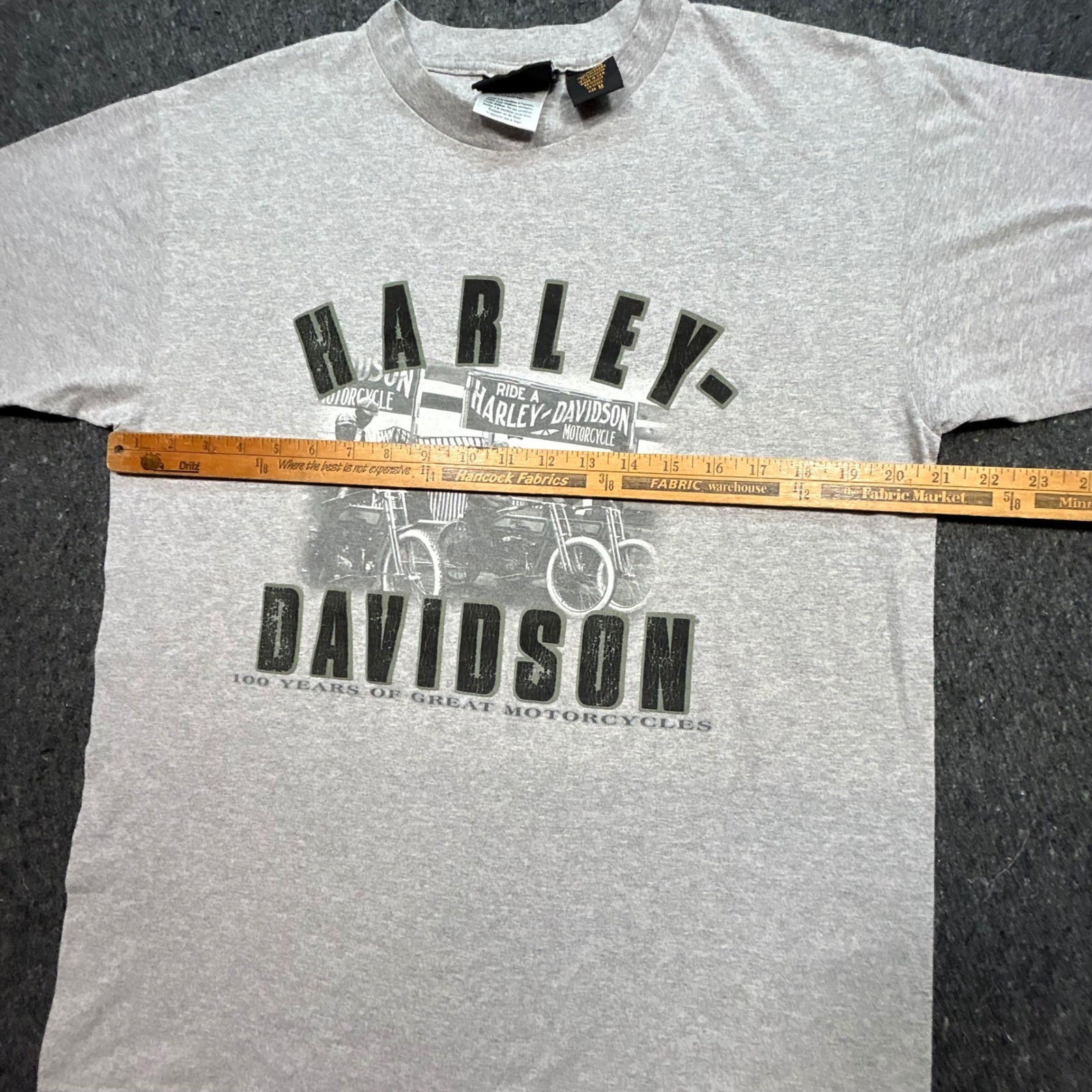 Harley Davidson Shirt Sz M Mens Gray Biker 100th Anniversary Graphic Made in USA