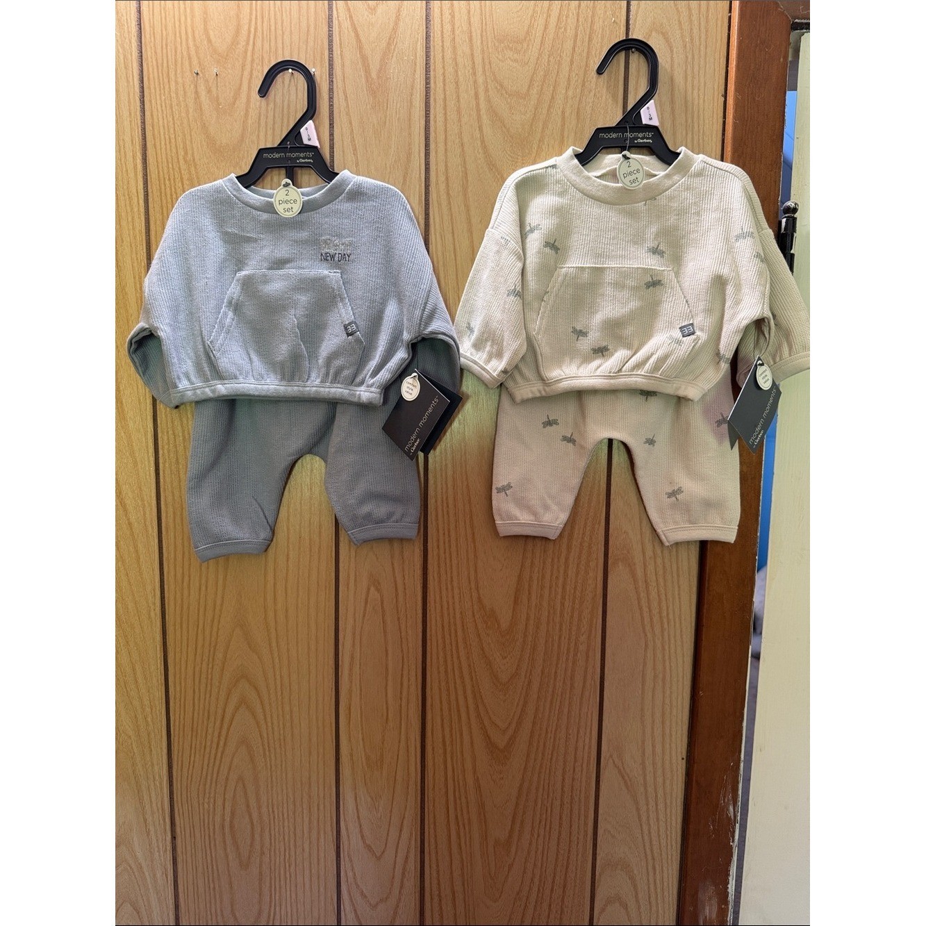 Gerber Baby Matching Sets in Light Blue and Cream