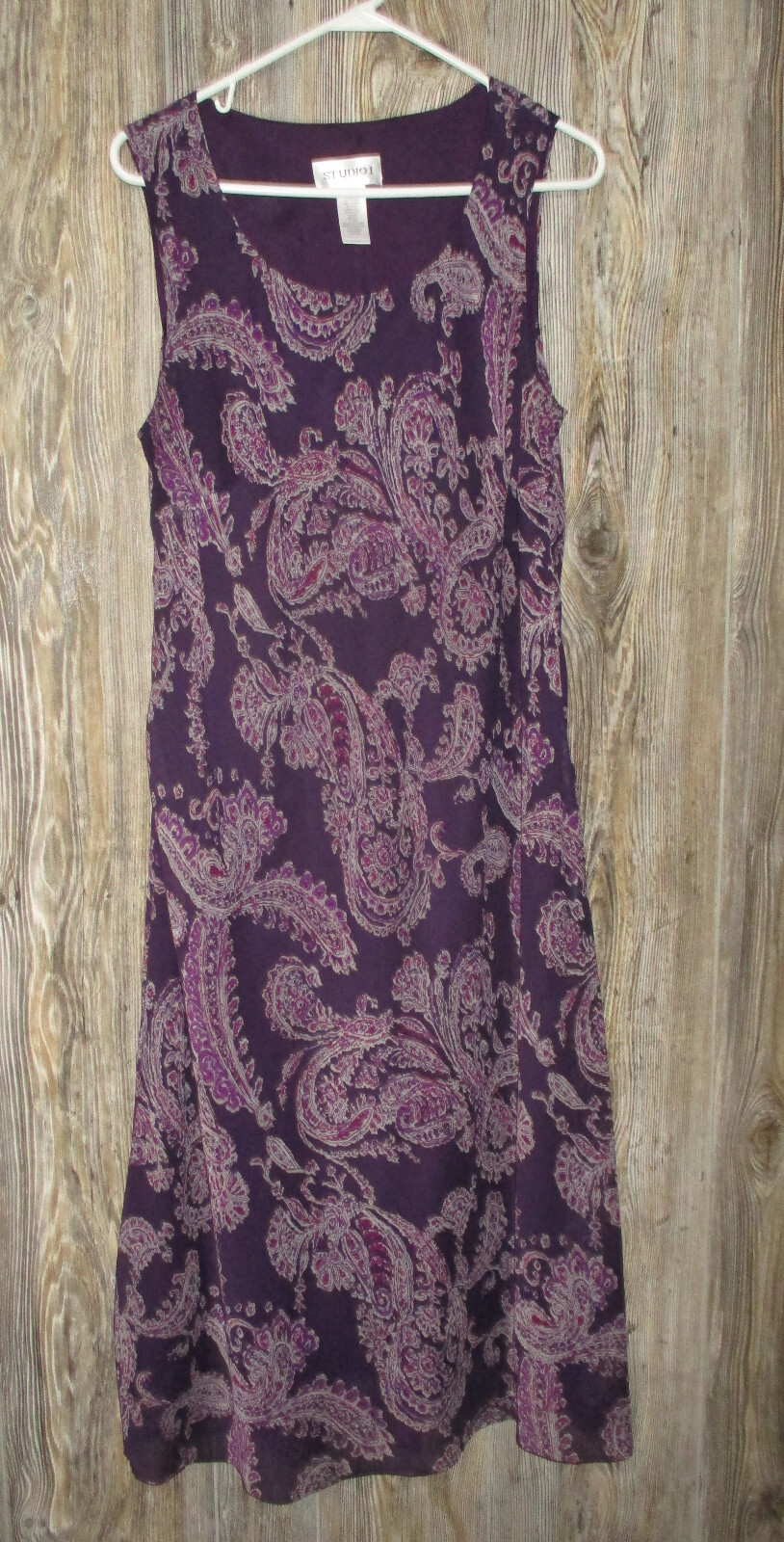 Studio I Womens Plus Sz 14W Sleeveless Maxi Purple Paisley Dress Fairy Grunge