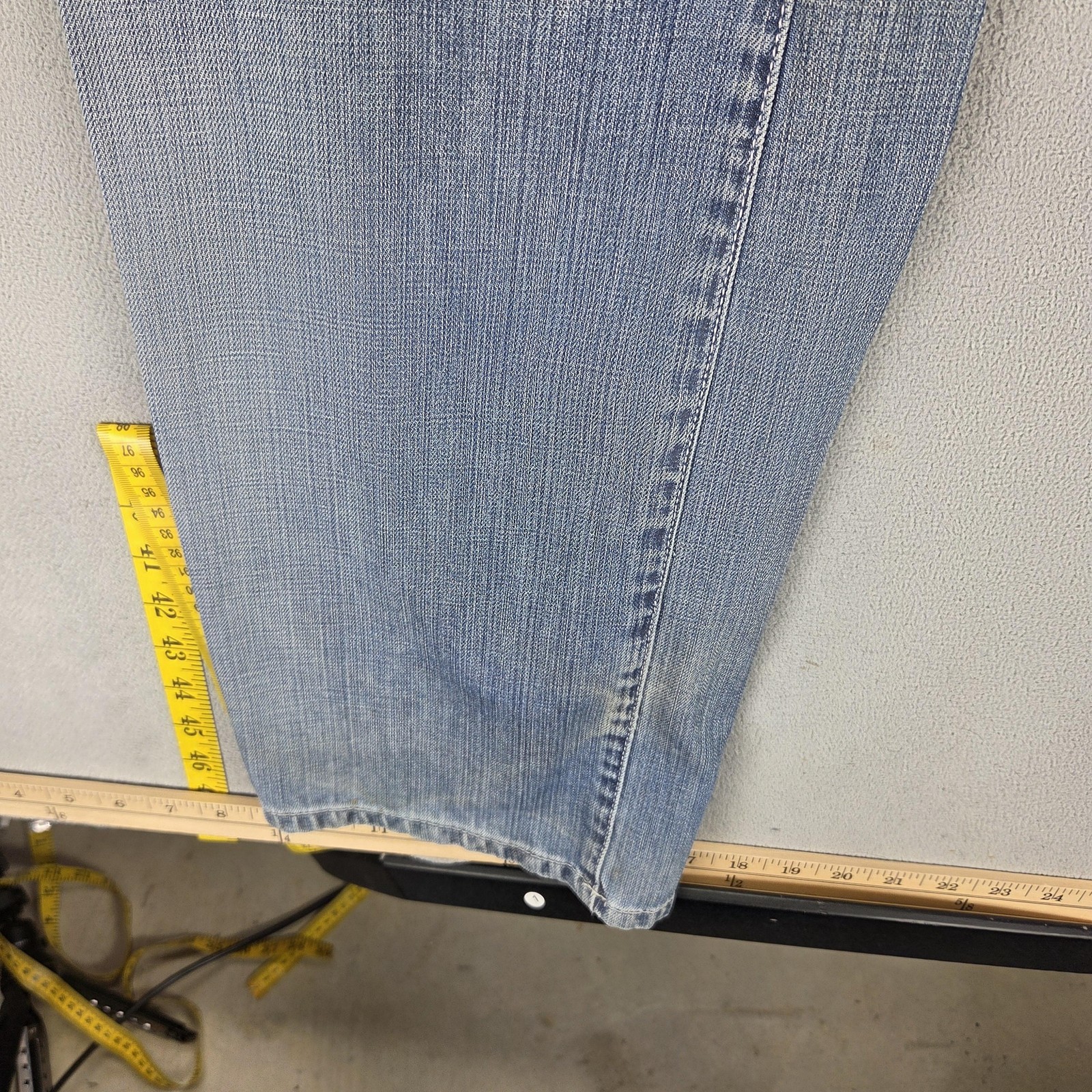 VTG Levis Engineered Jeans Mens Blue Twisted Button Fly Altered Hem Fits 34×32